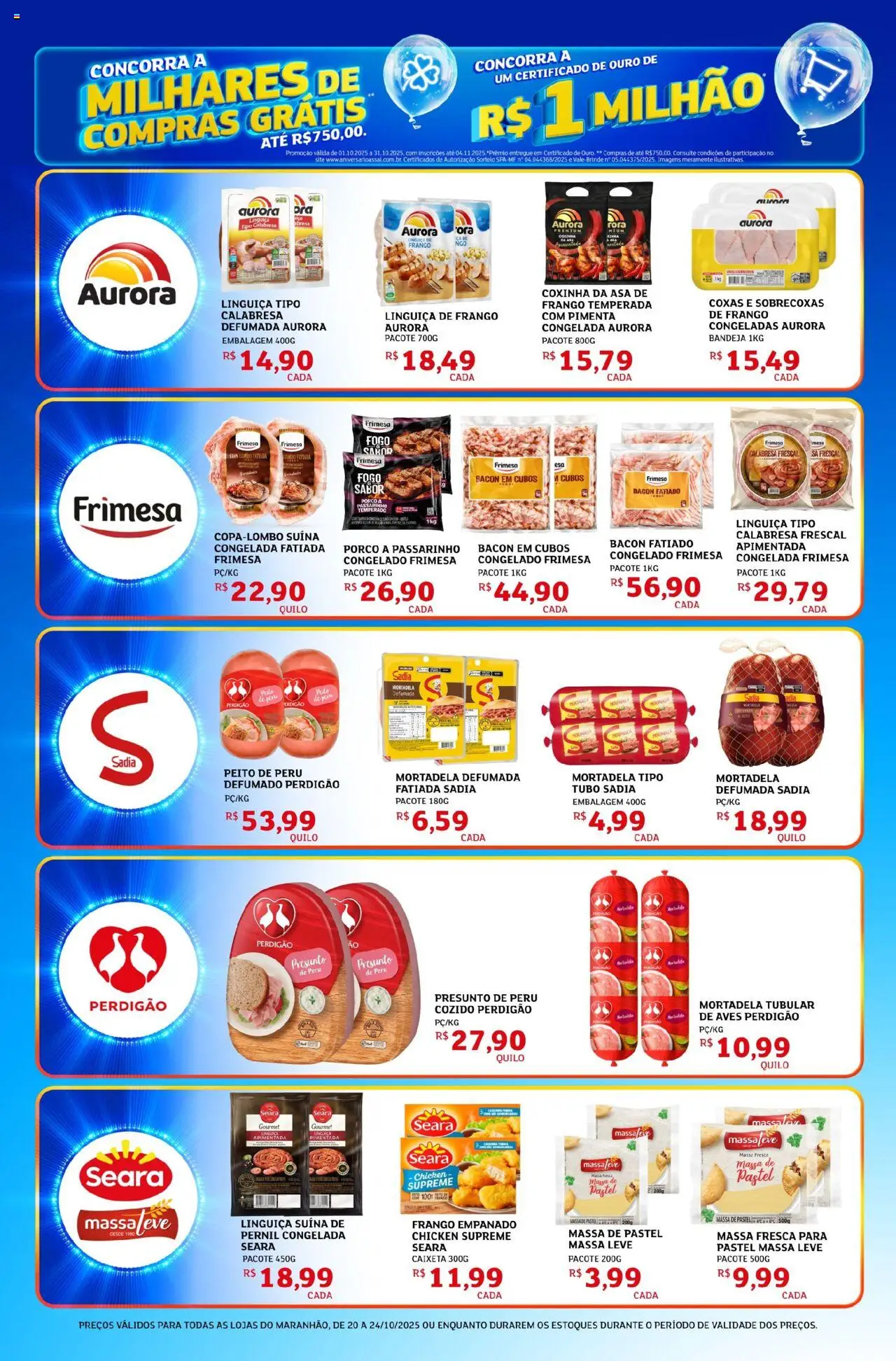 Assaí Atacadista Folheto - válido de 20.10.2025 | Página: 2 | Produtos: Lombo, Peito de peru, Bandeja, Massa de pastel