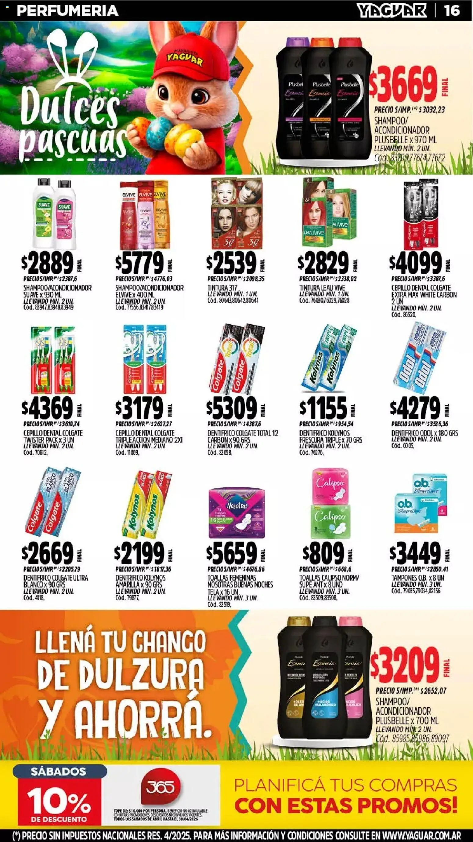 Yaguar - Oferta Semanal Neuquen │ válido desde el 30.03.2026 | Página: 16 | Productos: Tampones, Cepillo, Tintura, Acondicionador