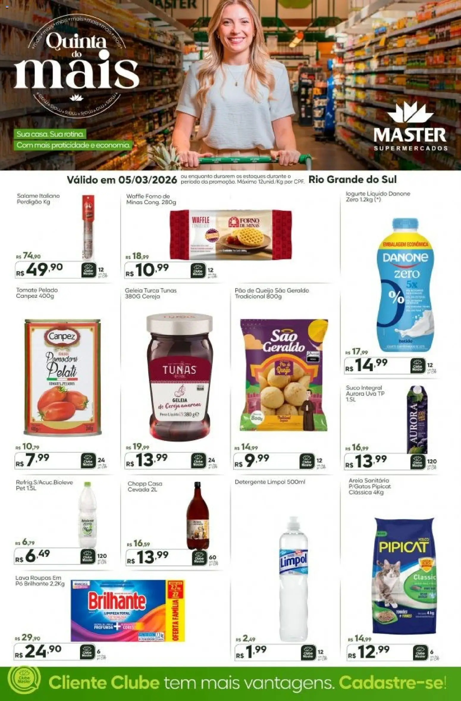 Master Folheto - válido de 05.03.2026 | Página: 1 | Produtos: Queijo, Suco, Geleia, Pão de queijo