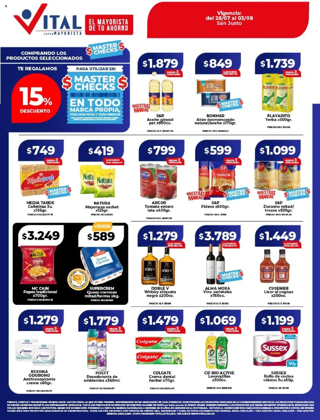 Vital ofertas - San Justo │ válido desde el 28.07.2025 | Página: 1 | Productos: Lavavajillas, Yerba, Durazno, Fideos