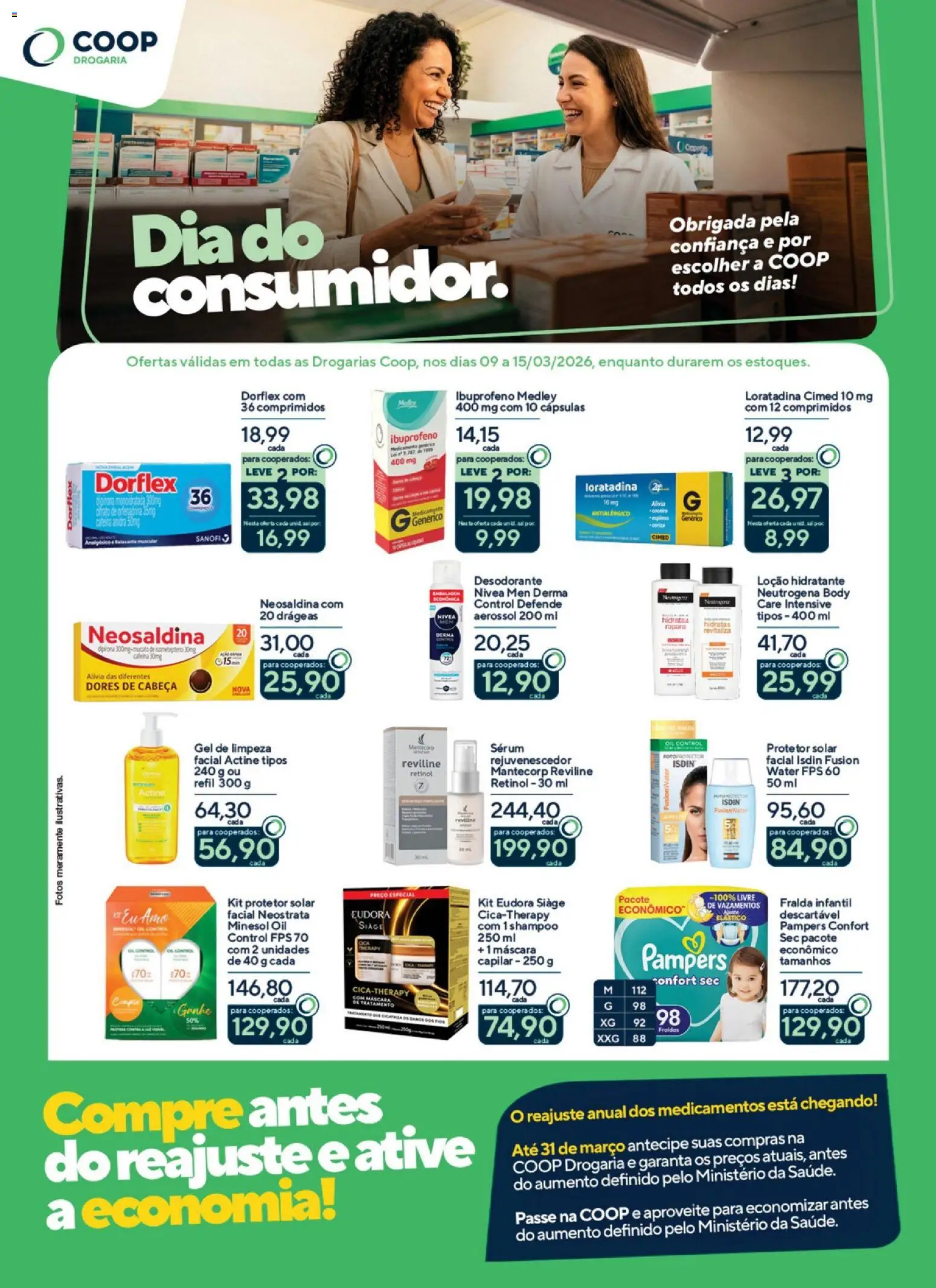 Coop Folheto - válido de 09.03.2026 | Página: 1 | Produtos: Shampoo, Sérum, Gel de limpeza, Protetor solar facial
