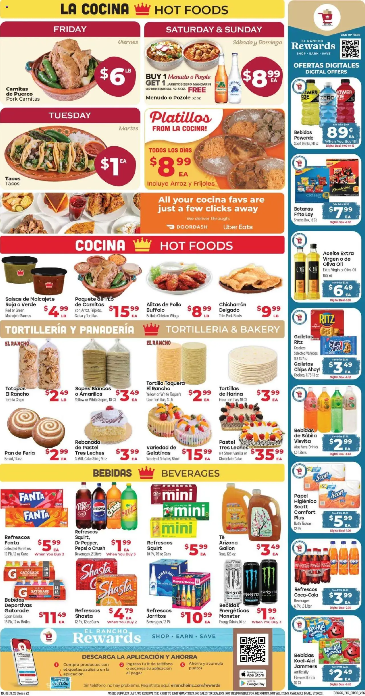 El Rancho Weekly Ad 2 - valid from 13.08.2025 | Page: 3 | Products: Green Tea, Milk, Pork, Sheet