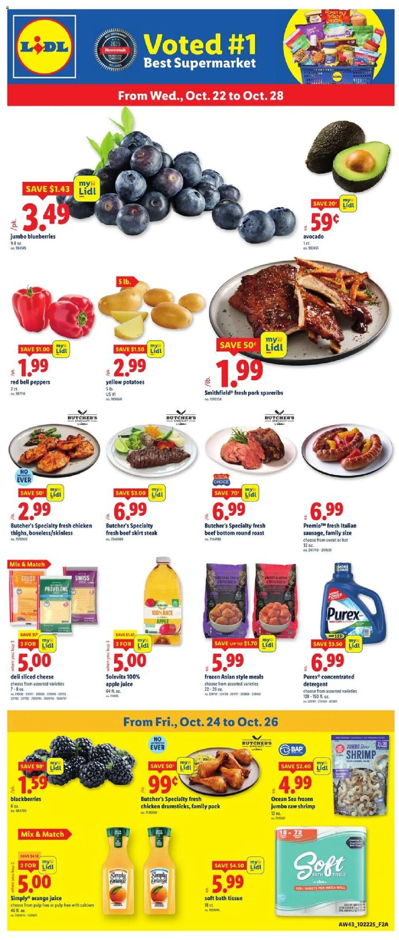 Lidl Weekly Ad - DC - valid from 22.10.2025 | Page: 1 | Products: Peppers, Beef, Avocado, Blueberries