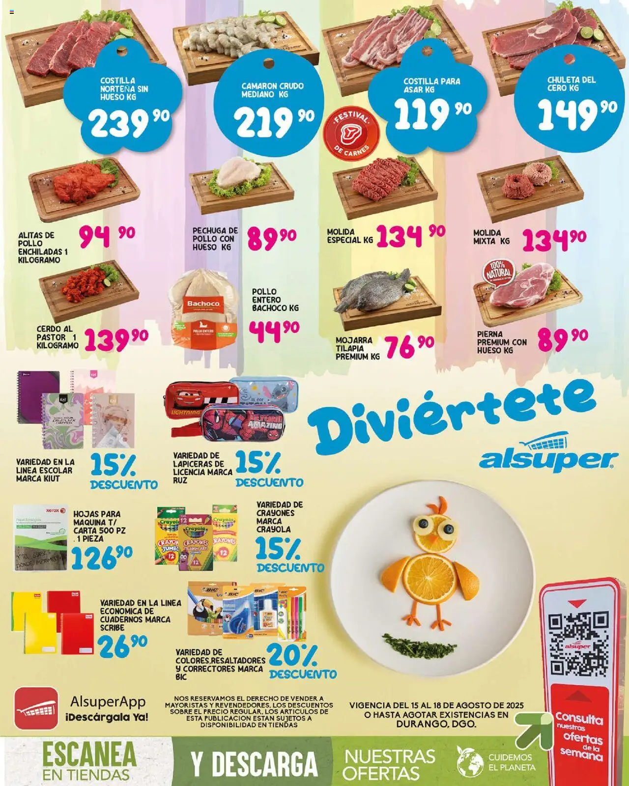 Nuevas ofertas de Alsuper válidas en toda la República Mexicana desde el 15.08.2025. ¡Encuentra las mejores ofertas en Alsuper - Folleto - Durango! | Página: 1 | Productos: Pollo, Cerdo, Sobre