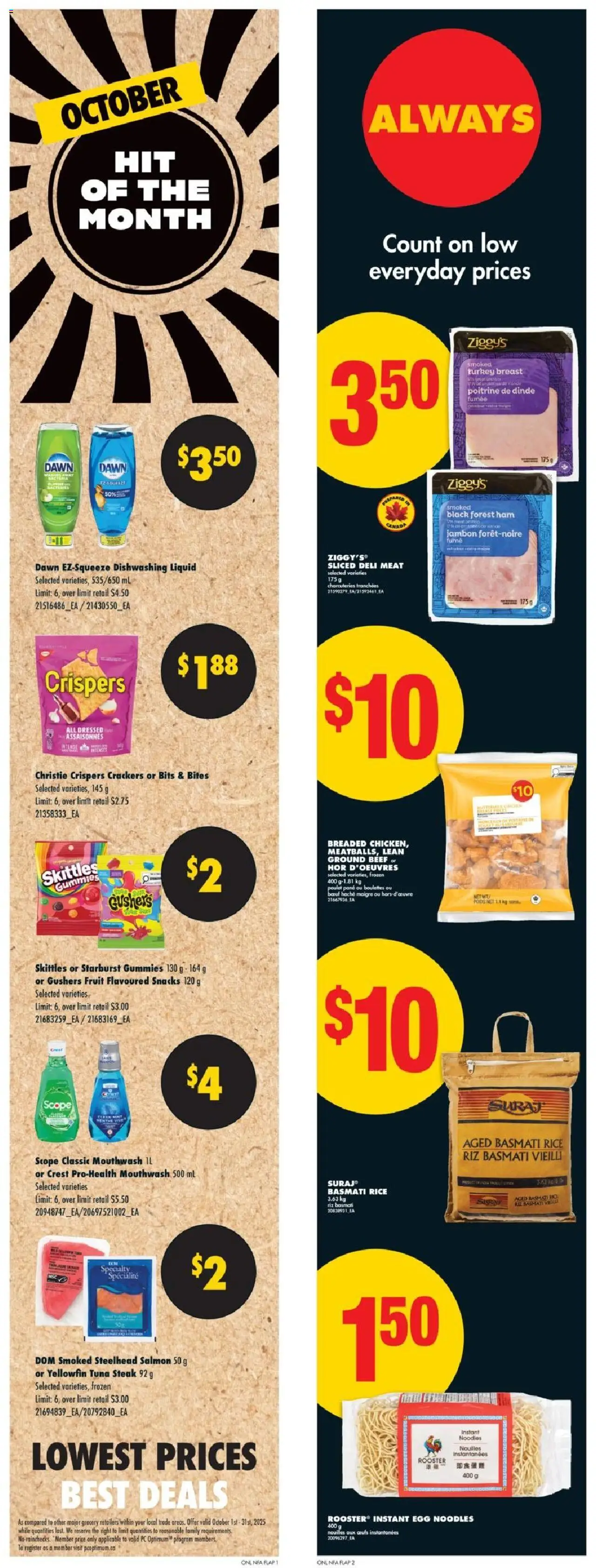 No Frills flyer valid from 16.10.2025 | Page: 5 | Products: Rice, Noodles, Turkey, Ham