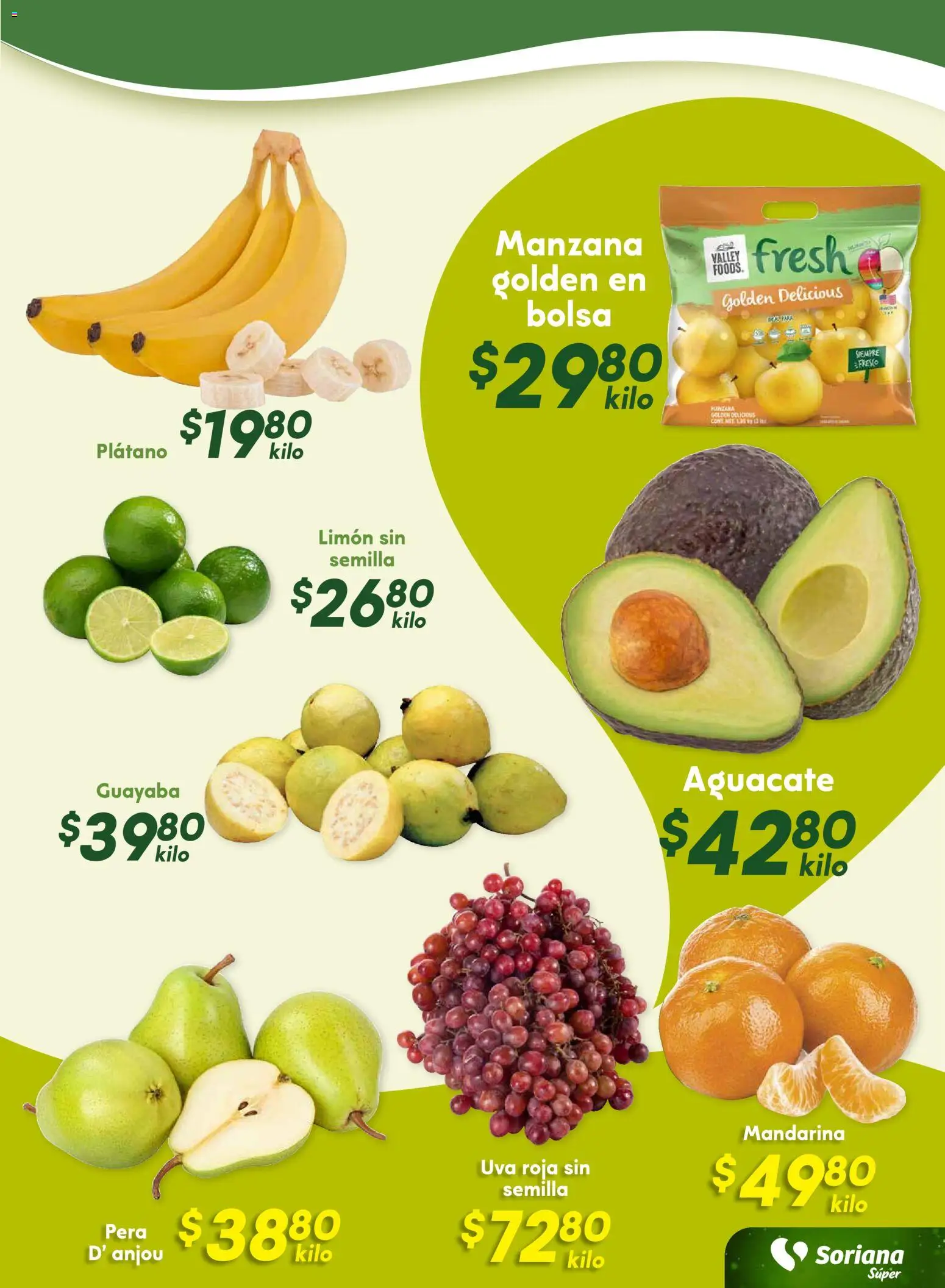 Nuevas ofertas de Soriana válidas en toda la República Mexicana desde el 04.12.2025. ¡Encuentra las mejores ofertas en Soriana - Fin de Semana Súper: Saltillo y Torreón! | Página: 9 | Productos: Plátano, Bolsa, Limón, Aguacate