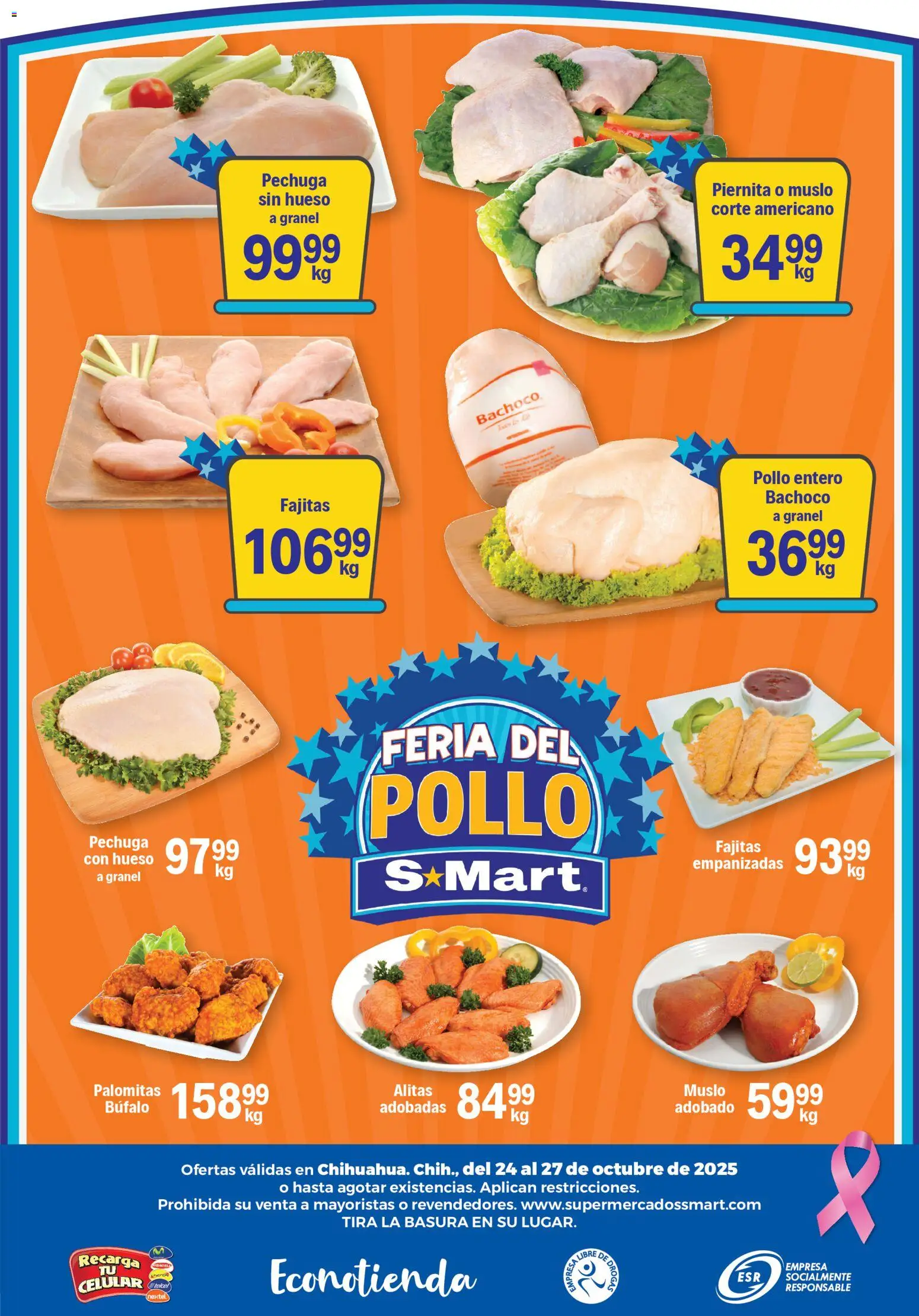 Nuevas ofertas de S-Mart válidas en toda la República Mexicana desde el 24.10.2025. ¡Encuentra las mejores ofertas en S-Mart folleto Chihuahua! | Página: 6 | Productos: Pollo