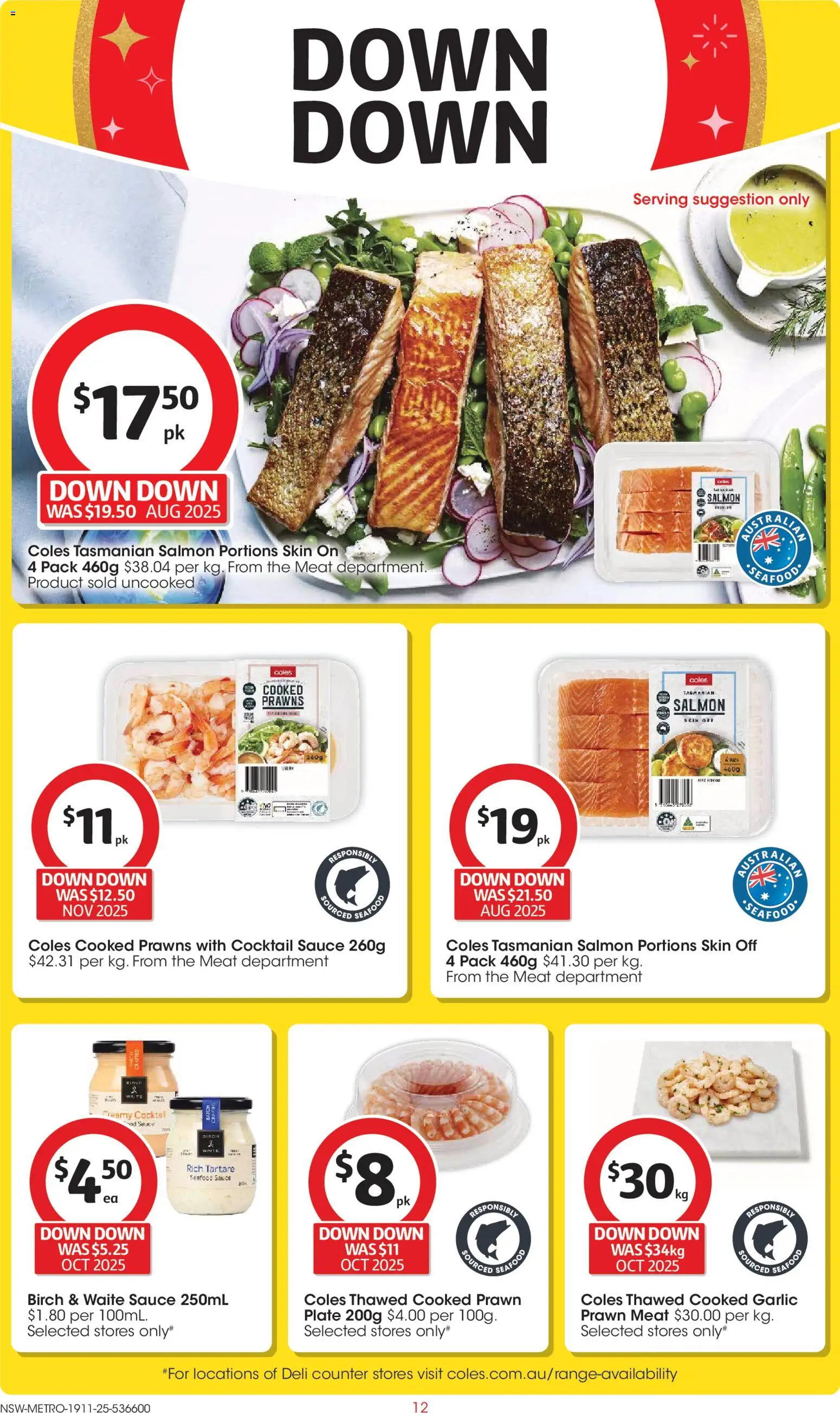 Coles catalogue - valid from 19.11.2025 | Page: 12 | Products: Meat, Salmon, Sauce, Garlic