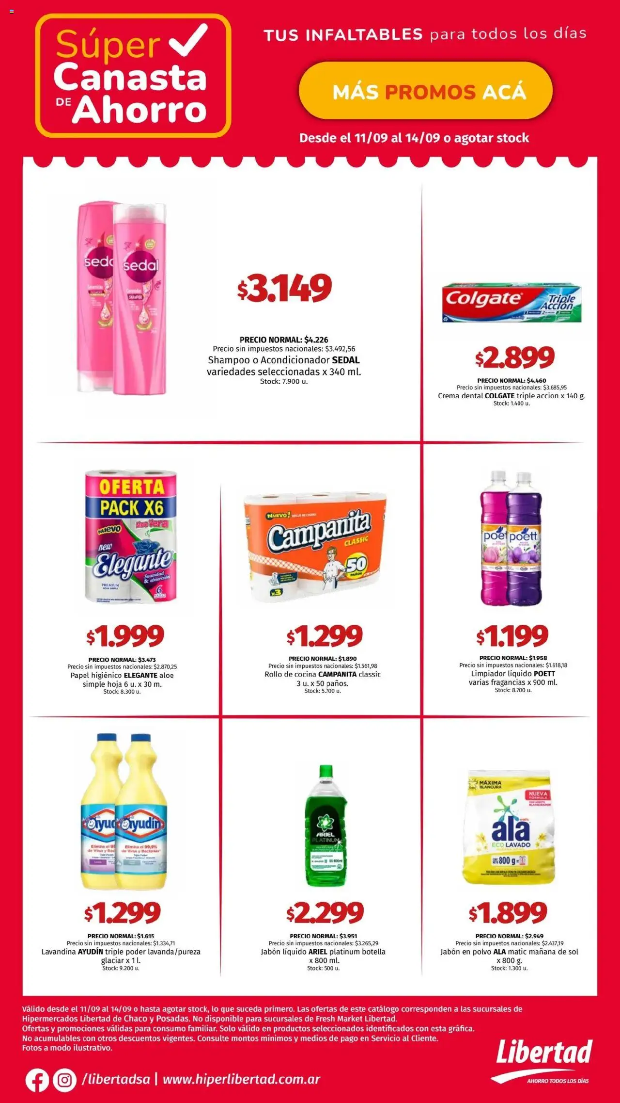 Hipermercado Libertad - Canasta - NEA │ válido desde el 11.09.2025 | Página: 4 | Productos: Pollo, Polvo, Jabón líquido, Acondicionador