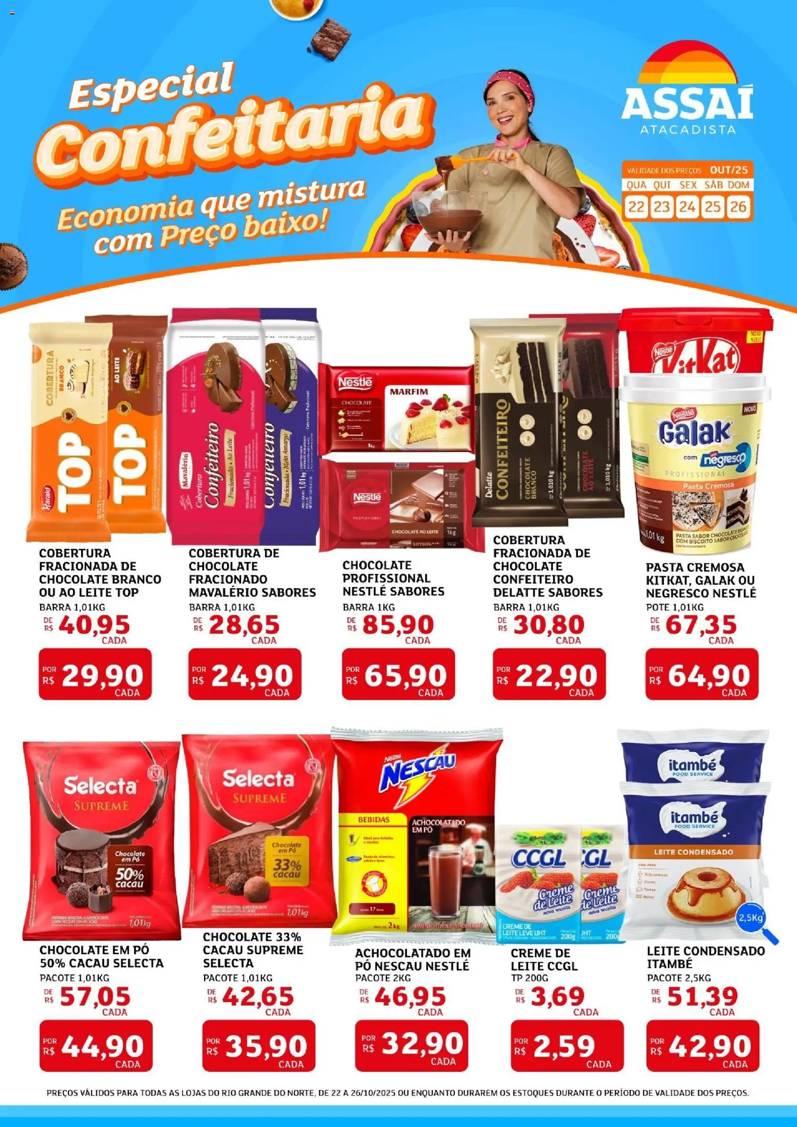 Assaí Atacadista Folheto - válido de 22.10.2025 | Página: 1 | Produtos: Pó, Leite, Chocolate, Pasta