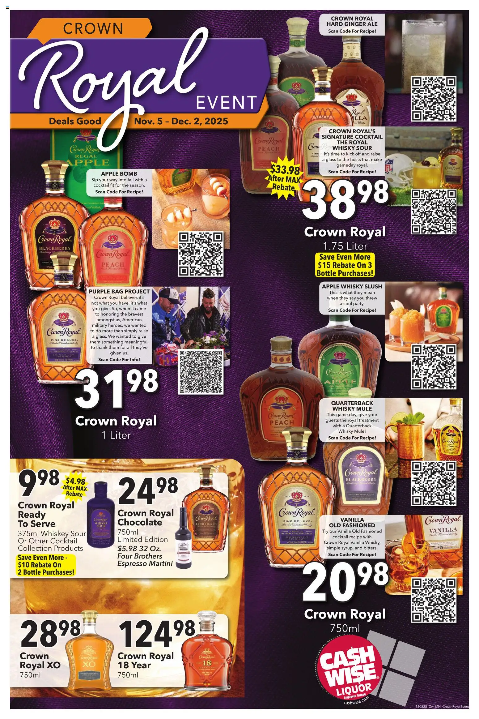 Cash Wise Crown Royal Monthv - valid from 05.11.2025 | Page: 1 | Products: Chocolate, Whiskey, Peach, Game
