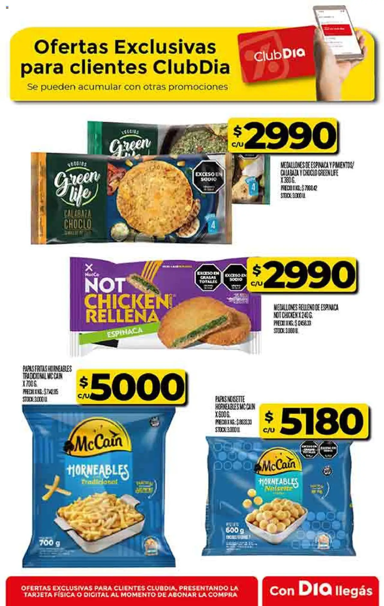 Supermercado DIA Ofertas │ válido desde el 20.08.2025 | Página: 42 | Productos: Choclo, Espinaca, Papas fritas