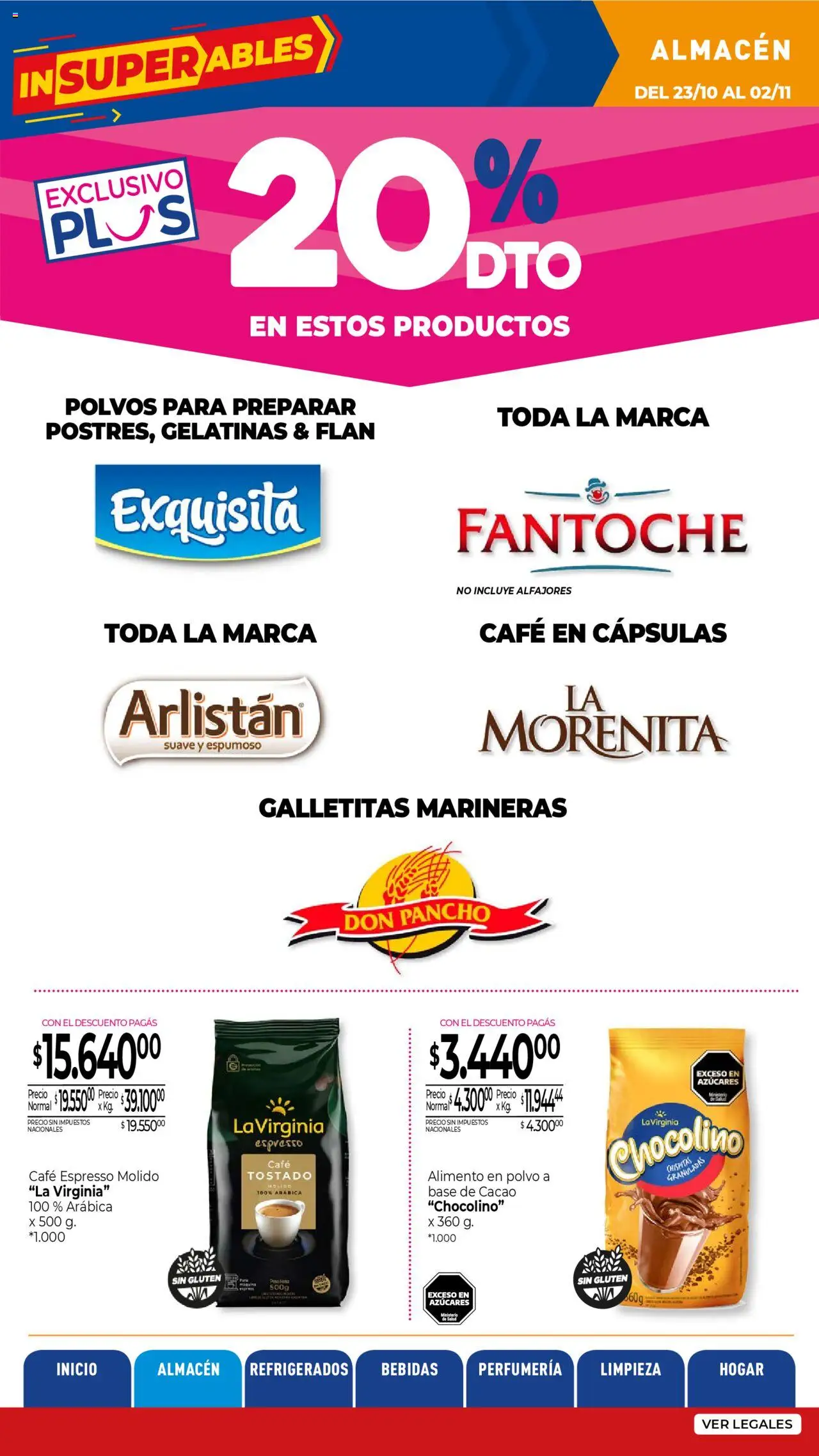 La Anonima catálogo │ válido desde el 23.10.2025 | Página: 16 | Productos: Galletitas, Polvo, Café, Cacao