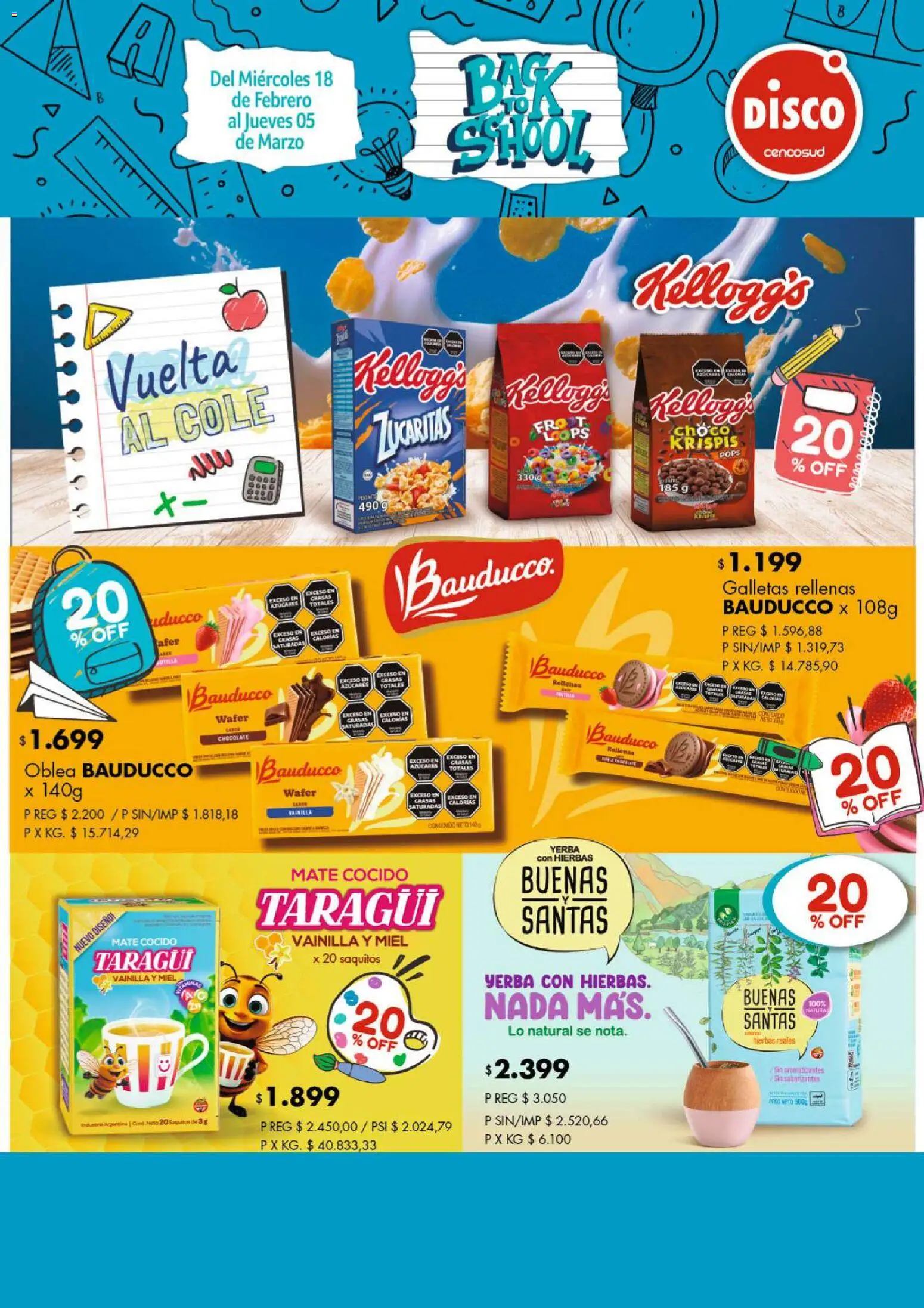 Disco - FOLLETO VUELTA AL COLE MASIVOS │ válido desde el 18.02.2026 | Página: 5 | Productos: Peso, Yerba, Chocolate, Galletas