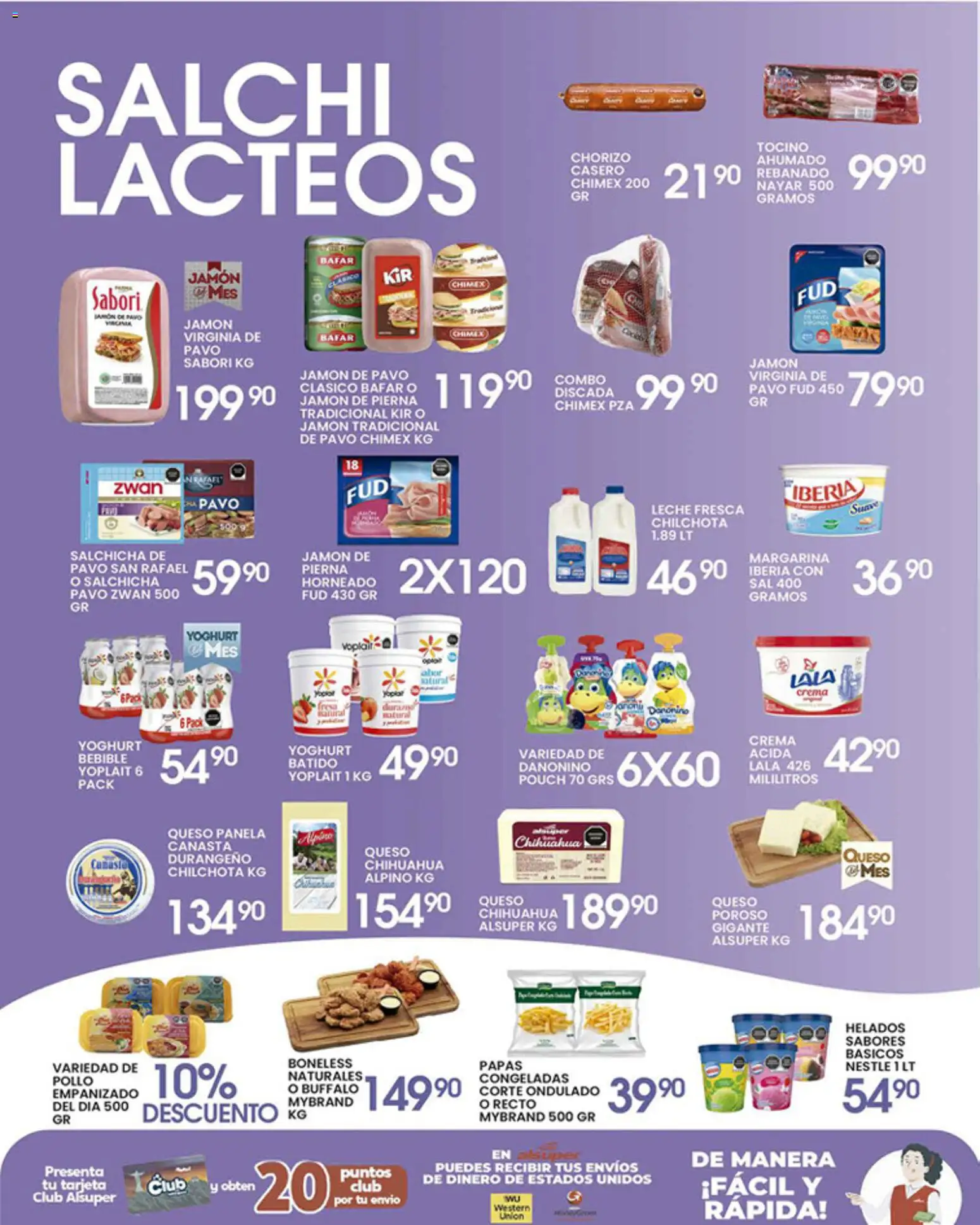 Nuevas ofertas de Alsuper válidas en toda la República Mexicana desde el 07.04.2026. ¡Encuentra las mejores ofertas en Alsuper folleto Laguna! | Página: 3 | Productos: Pollo, Tocino, Leche, Jamón