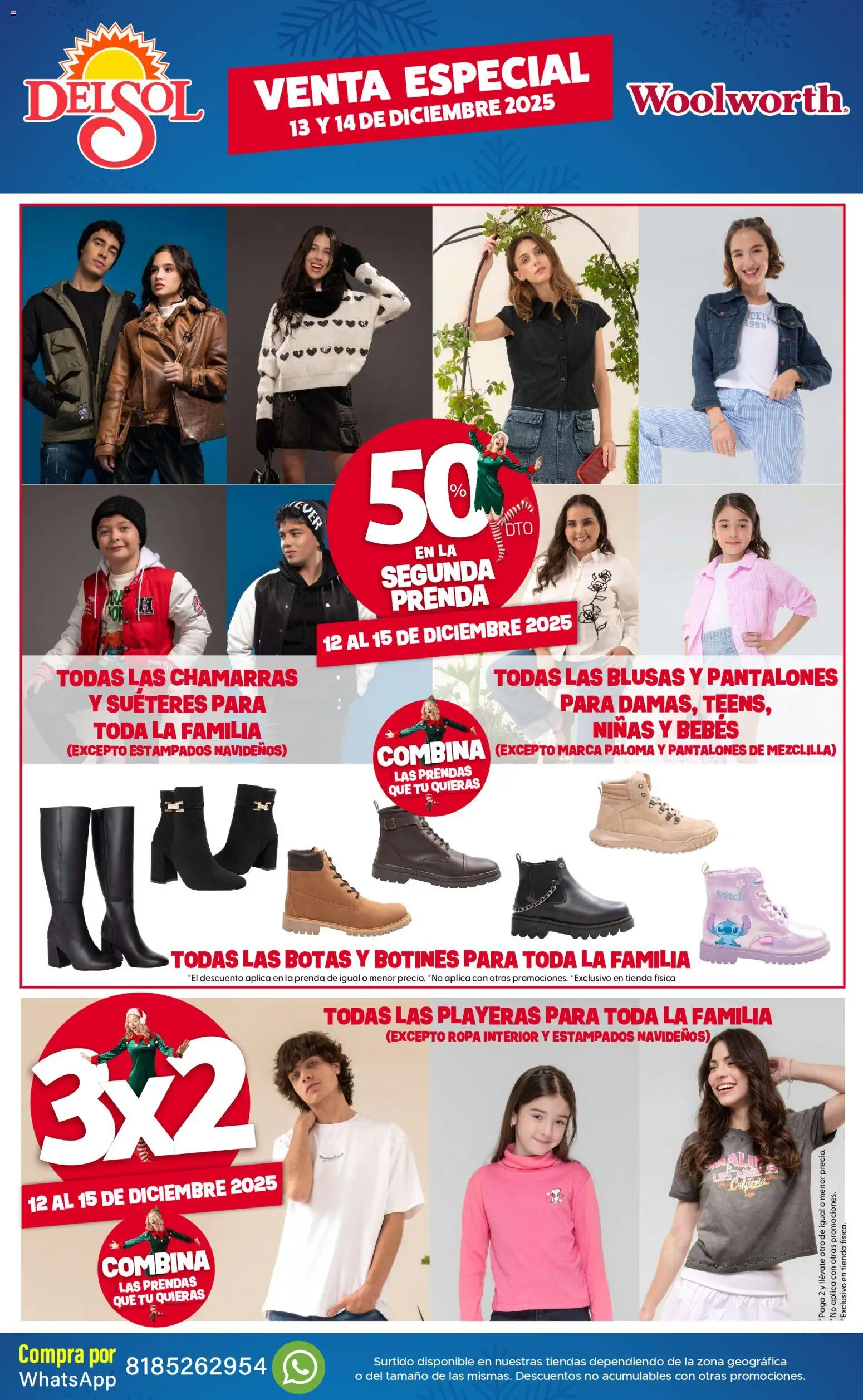 Nuevas ofertas de Del Sol y Woolworth válidas en toda la República Mexicana desde el 12.12.2025. ¡Encuentra las mejores ofertas en Del Sol y Woolworth catálogo Venta Especial de Navidad! | Página: 3 | Productos: Pantalones, Ropa, Ropa interior, Pantalones de mezclilla