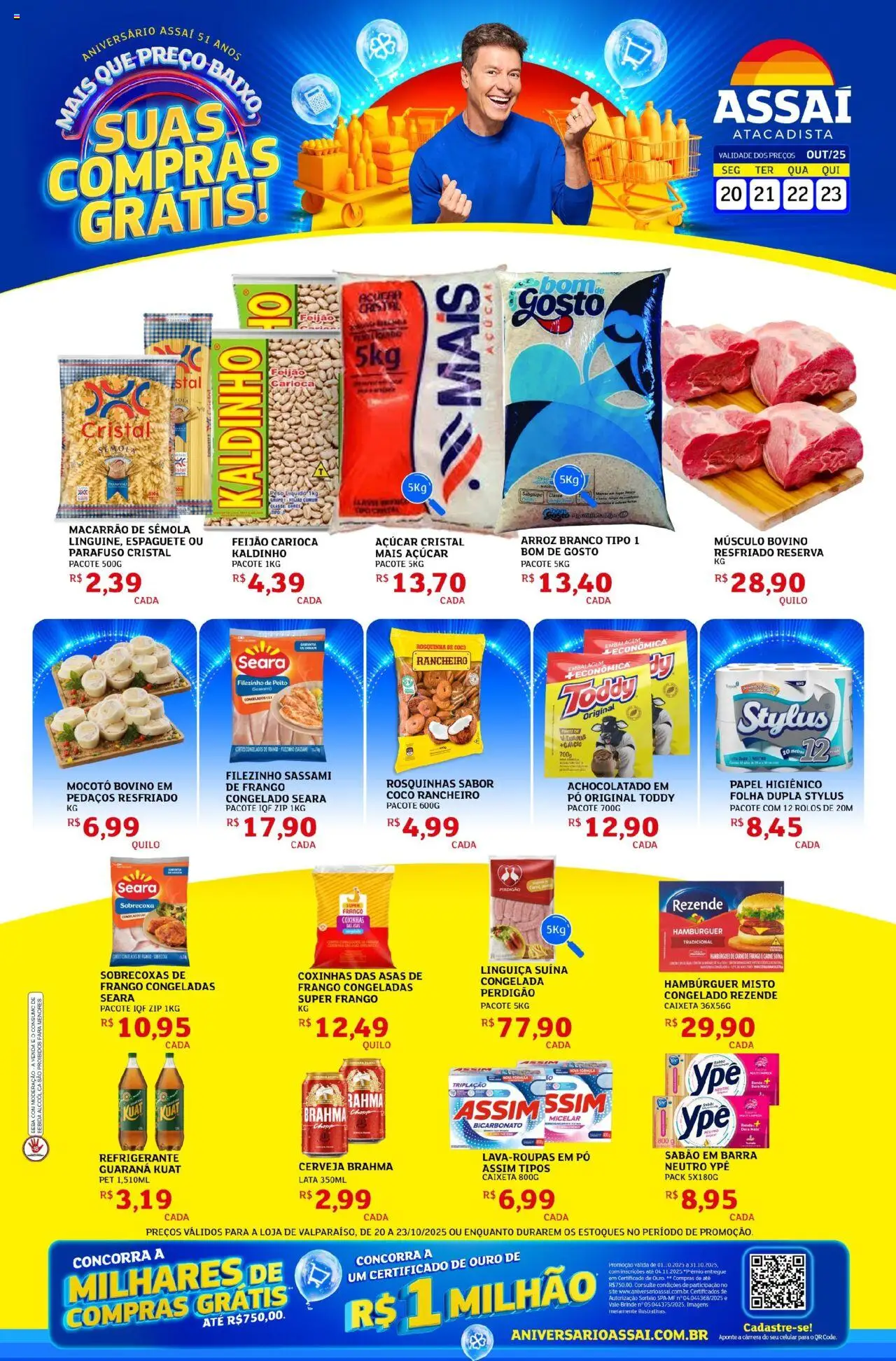 Assaí Atacadista Folheto - válido de 20.10.2025 | Página: 1 | Produtos: Sabão em barra, Feijão, Linguiça, Refrigerante