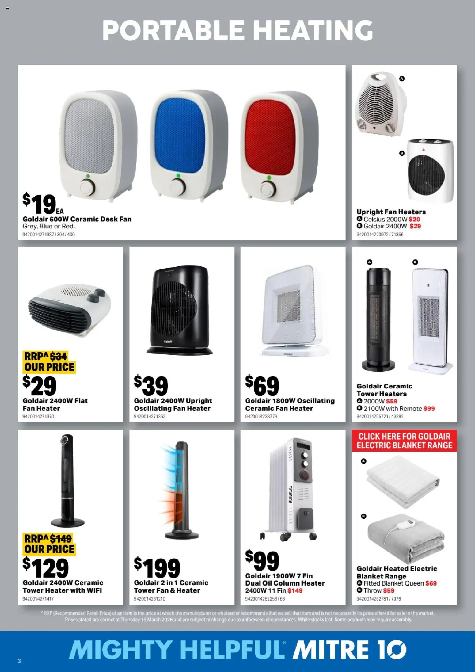 Mitre 10 catalogue - valid from 29.04.2026 | Page: 3 | Products: Desk, Oil, Portable, Fan
