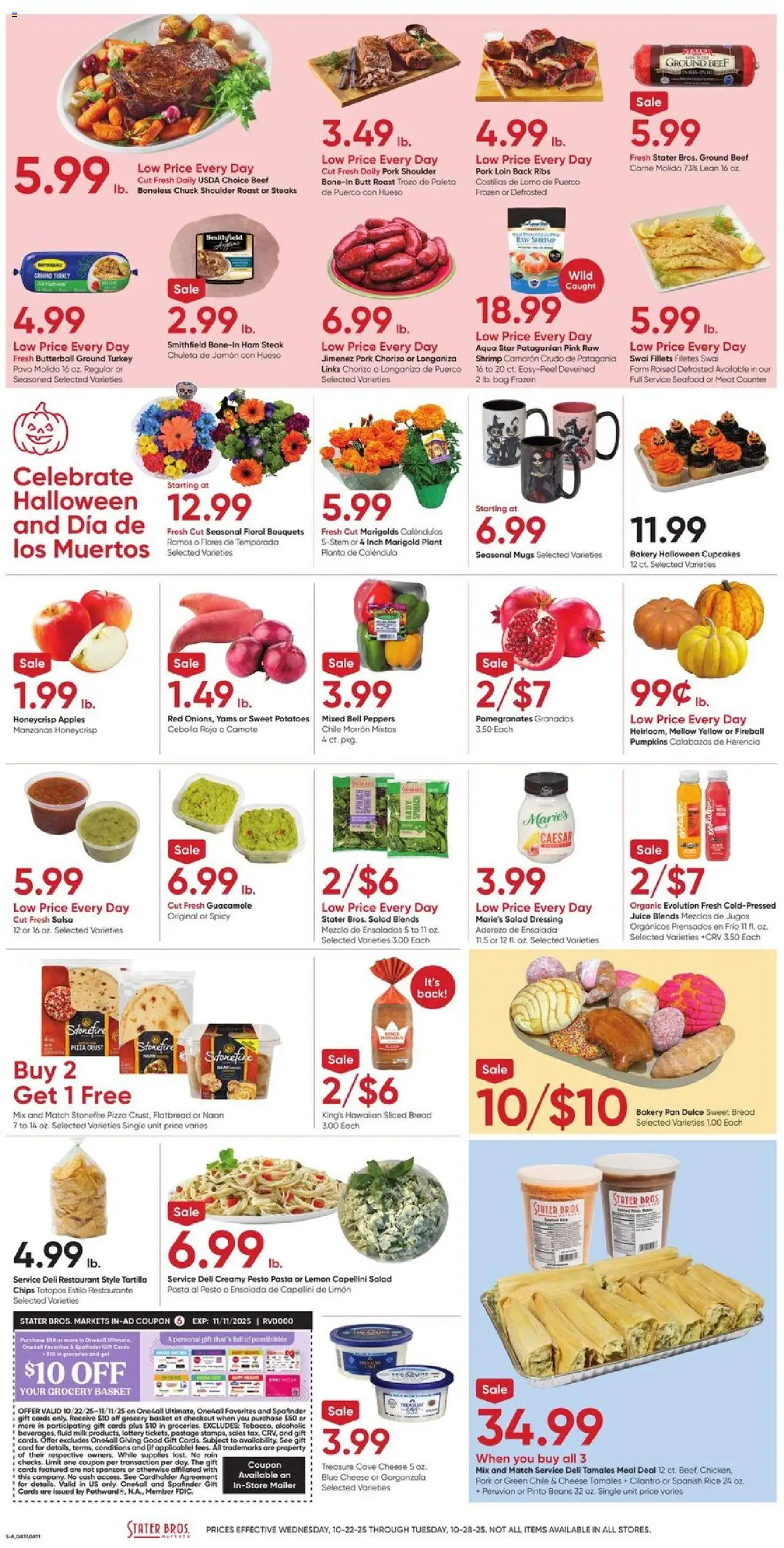 Stater Bros Weekly Ad - valid from 22.10.2025 | Page: 5 | Products: Cheese, Bread, Apples, Rice