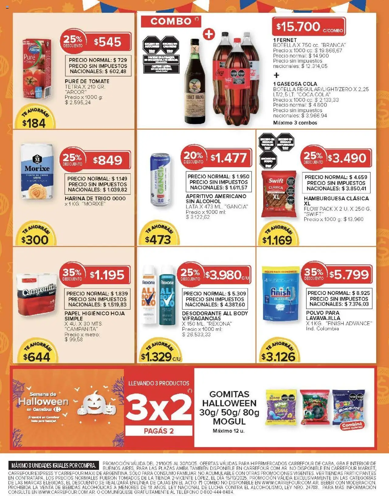 Carrefour - Ofertas Carrefour | 21 al 30 Octubre - 877a82af-aec3-47b2-a5ca-060b2cfa1f47 │ válido desde el 21.10.2025 | Página: 16 | Productos: Body, Botella, Harina, Fernet