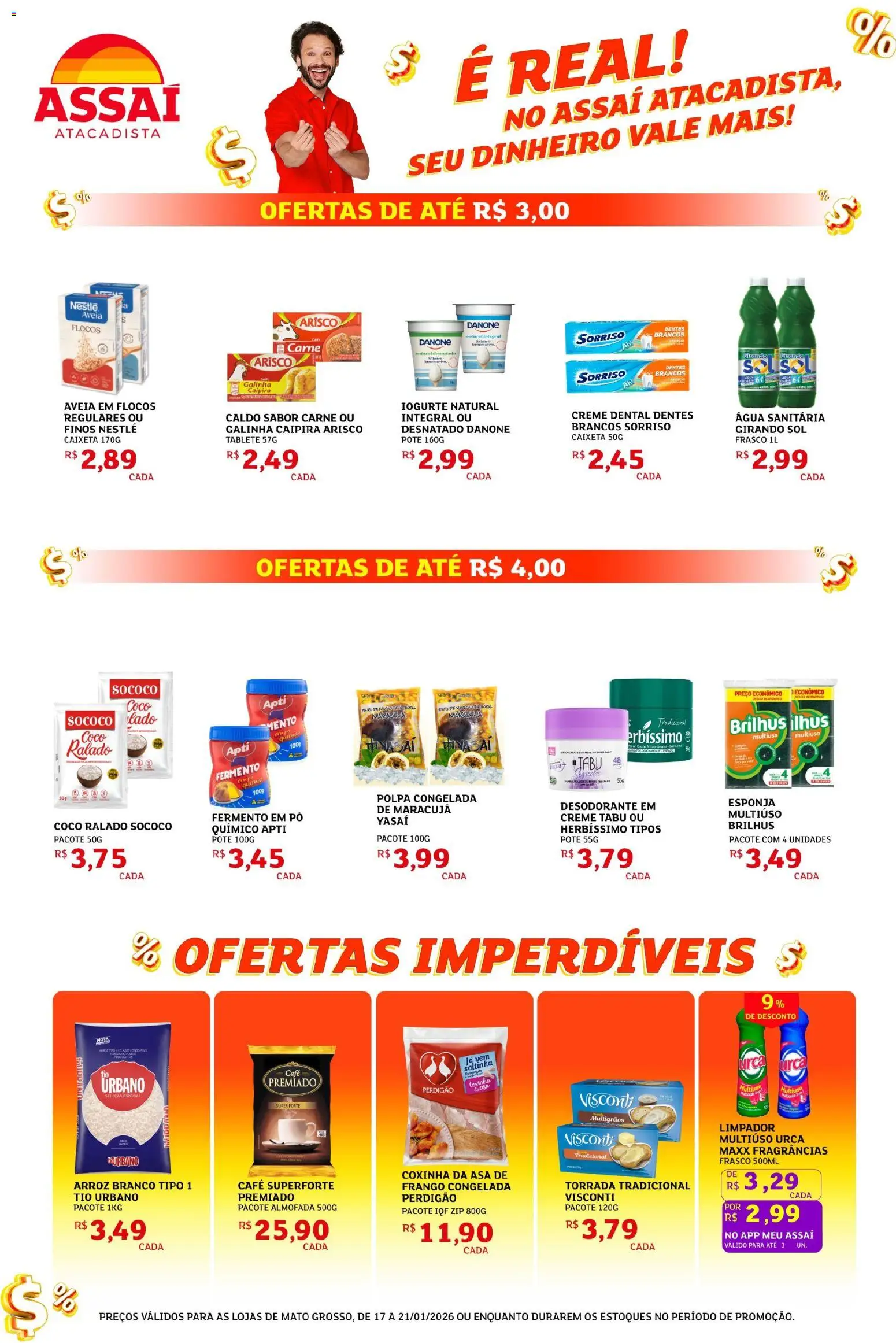 Assaí Atacadista Folheto - válido de 17.01.2026 | Página: 2 | Produtos: Pó, Esponja, Café, Água sanitária