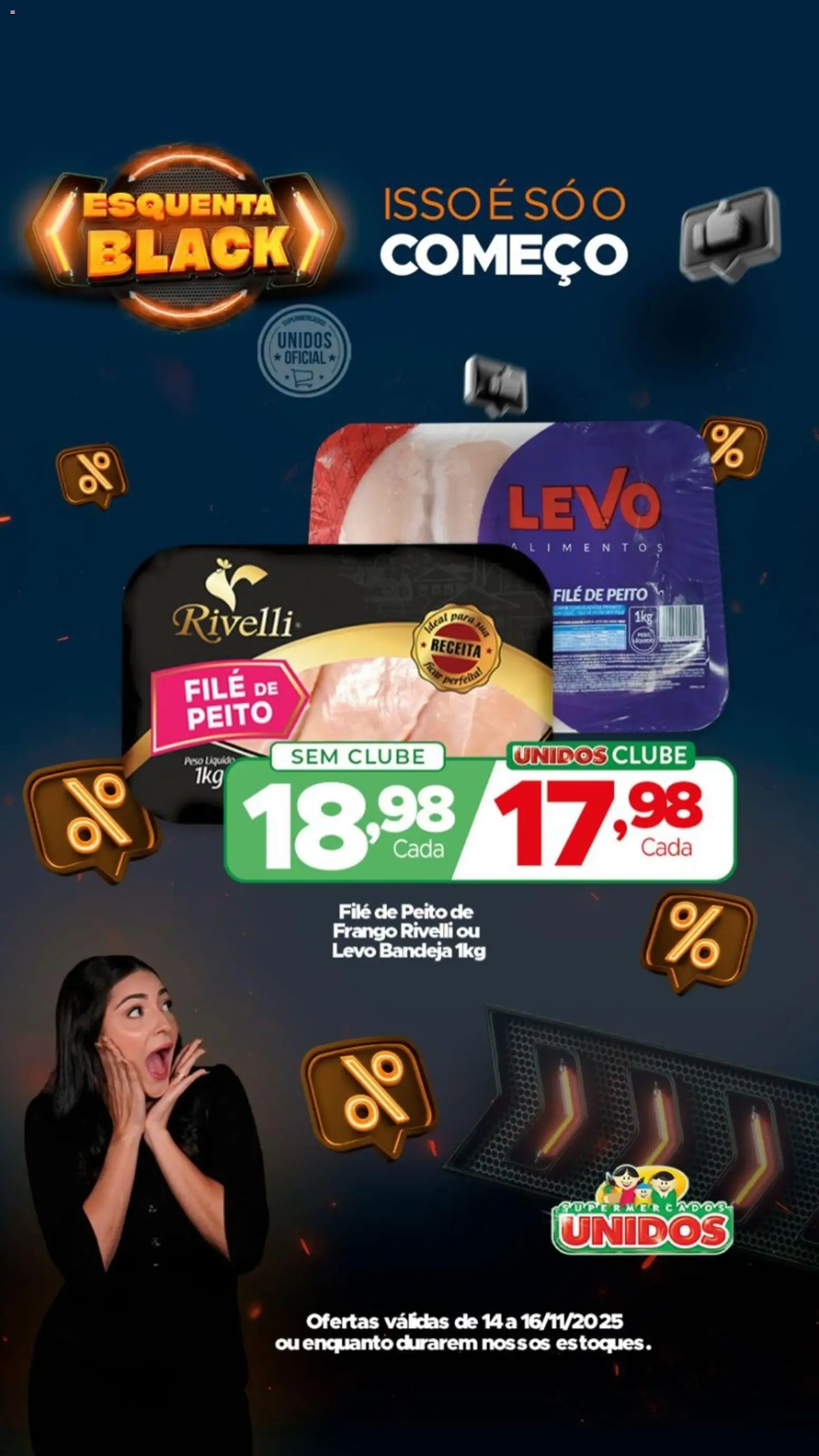 Supermercados Unidos Folheto - válido de 14.11.2025 | Página: 10 | Produtos: Bandeja, Frango, Peito de frango
