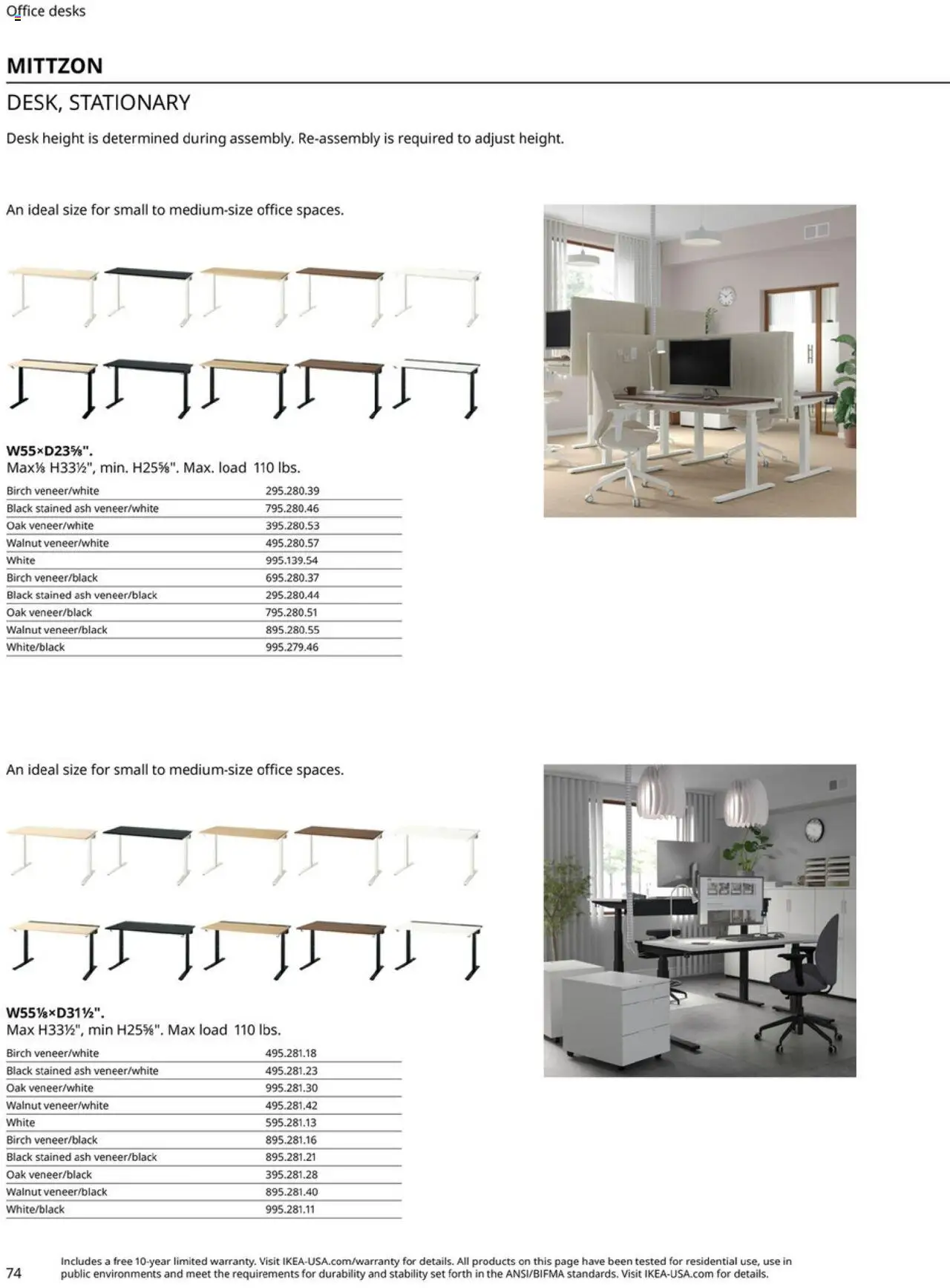 IKEA Office Brochure 2025 - valid from 01.03.2025 | Page: 74 | Products: Desk