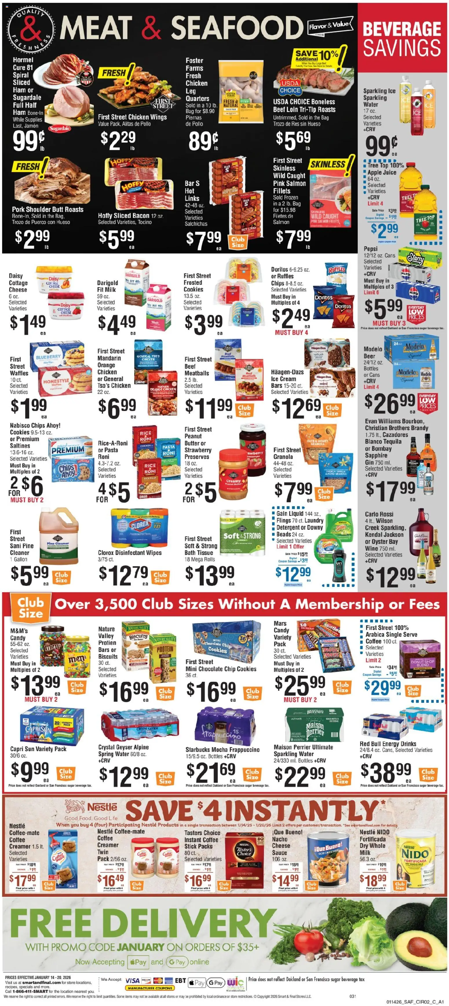 Smart & Final Weekly Ad - 2 Day A1 - valid from 13.01.2026 | Page: 3 | Products: Gin, Chips, Cream, Bag