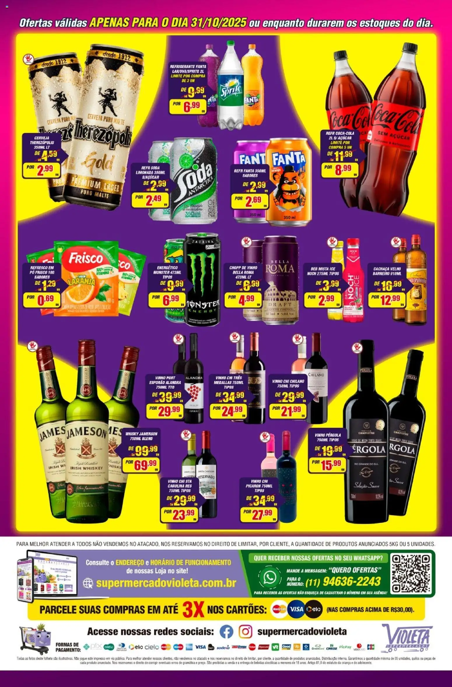 Violeta Supermercados Folheto - válido de 30.10.2025 | Página: 4 | Produtos: Frisco, Energético, Açúcar, Refrigerante
