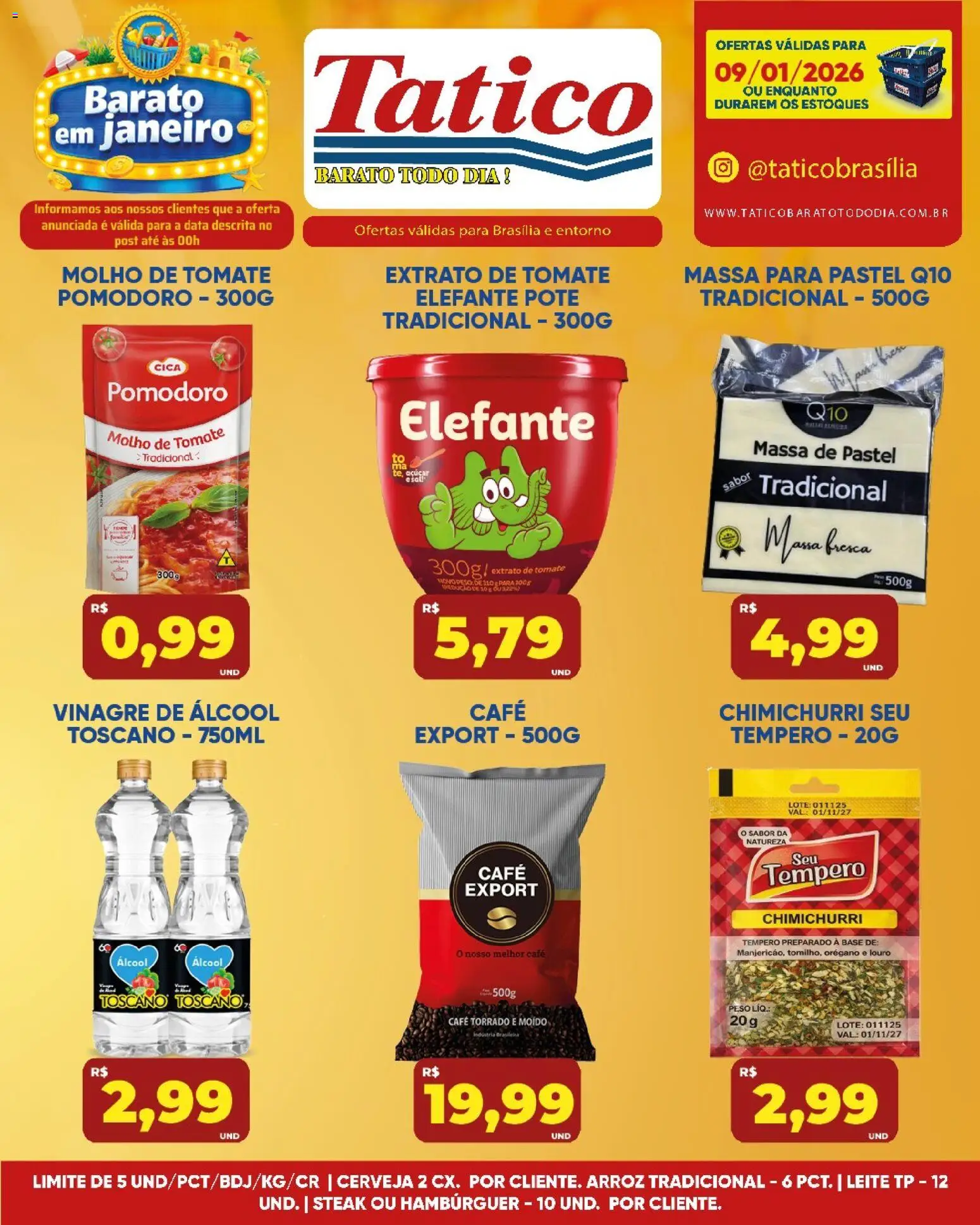 Tatico Folheto - válido de 09.01.2026 | Página: 3 | Produtos: Leite, Arroz, Base, Orégano