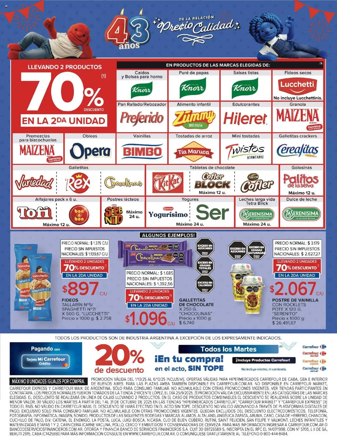Carrefour ofertas │ válido desde el 01.10.2025 | Página: 6 | Productos: Caso, Banco, Galletitas, Leche