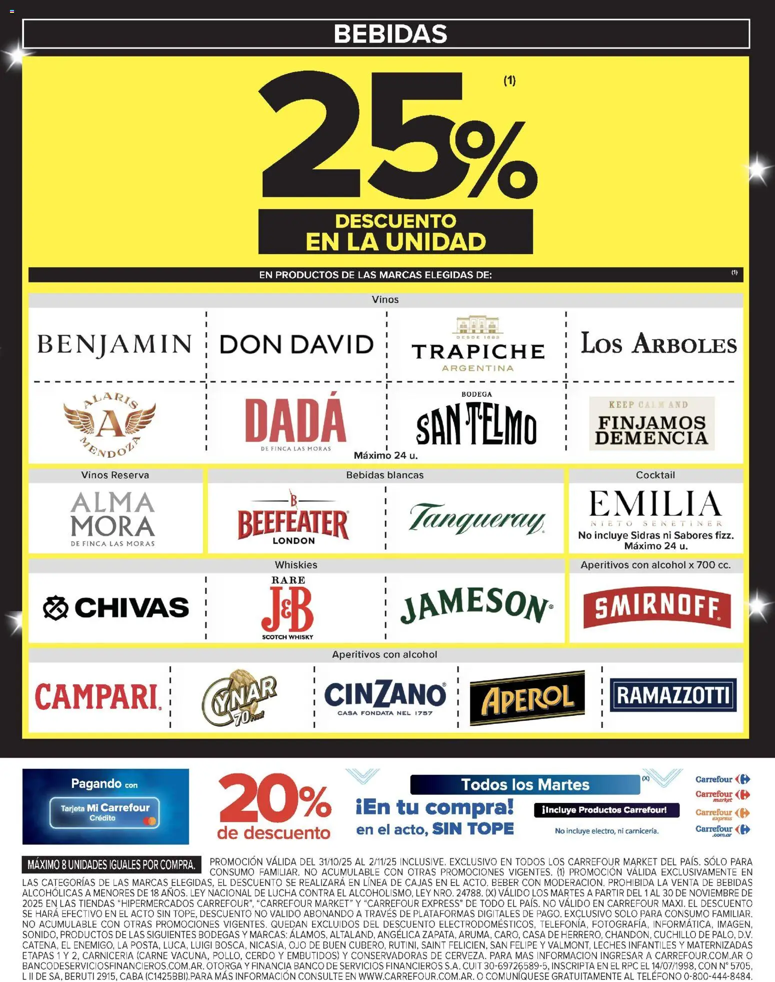 Carrefour ofertas │ válido desde el 31.10.2025 | Página: 25 | Productos: Whisky, Teléfono, Banco, Cerdo