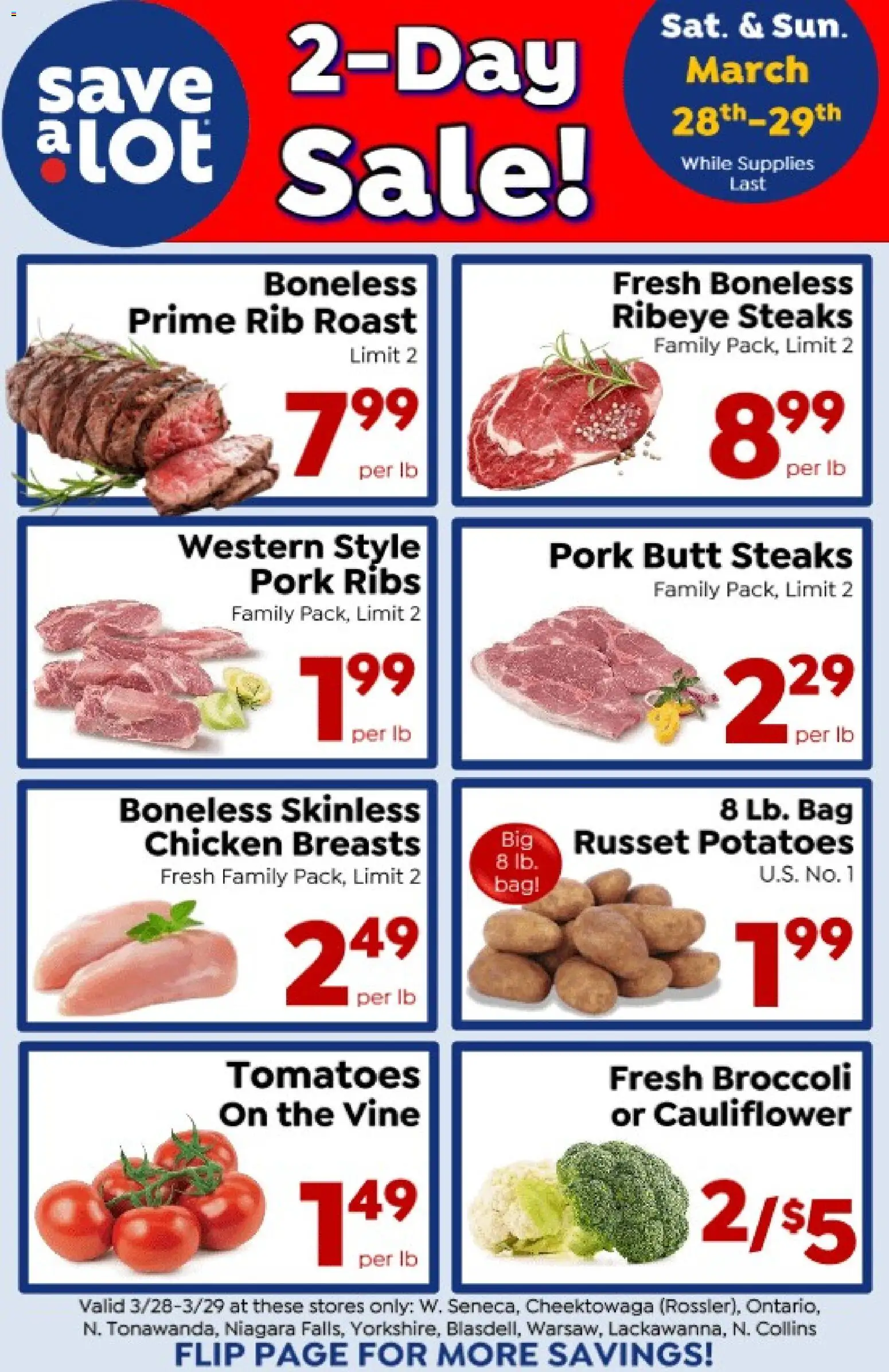 Save a Lot - Special Promotion - valid from 28.03.2026 | Page: 1 | Products: Pork, Tomatoes, Cauliflower, Bag