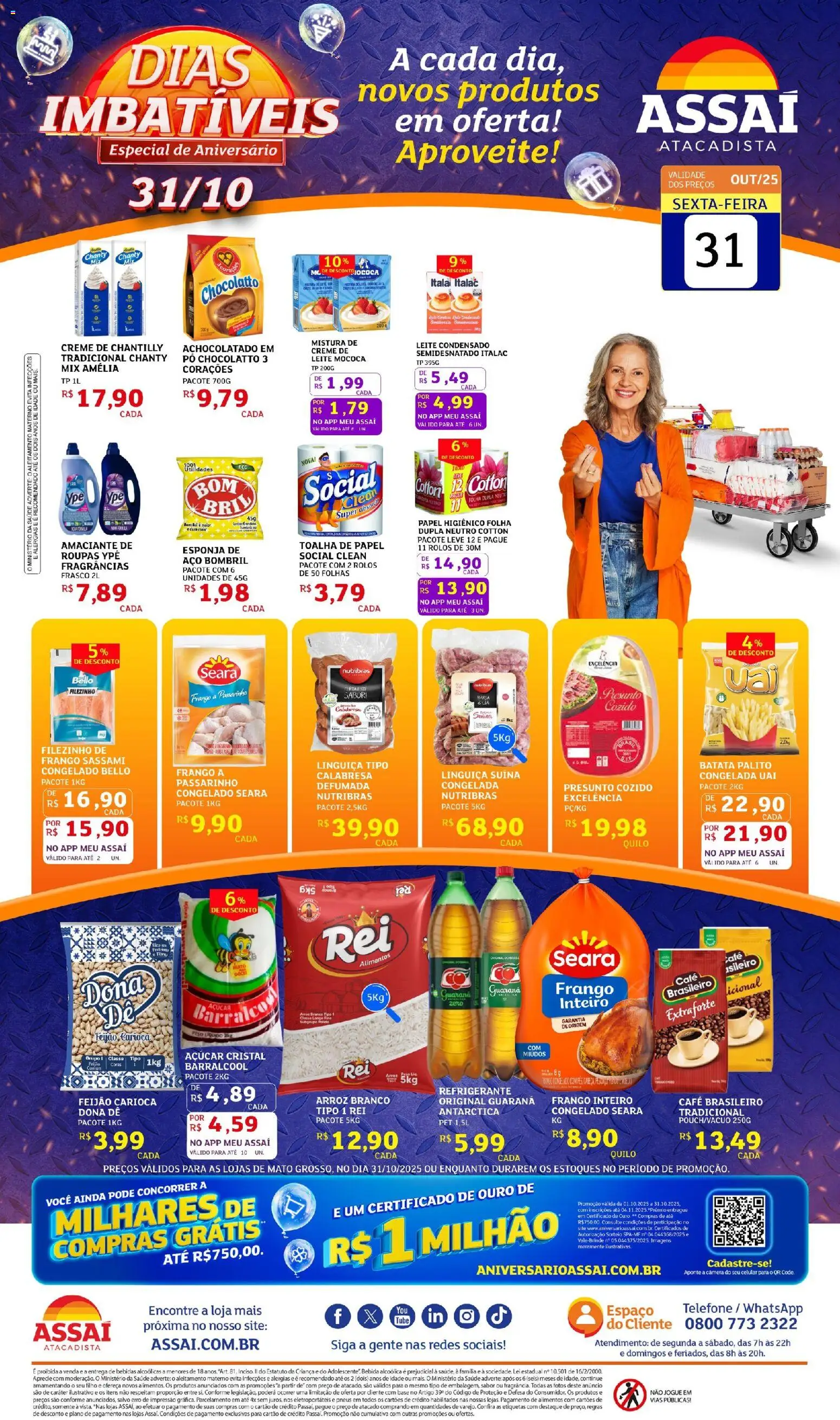 Assaí Atacadista Folheto - válido de 31.10.2025 | Página: 1 | Produtos: Feijão, Batata, Papel higiênico, Câmera