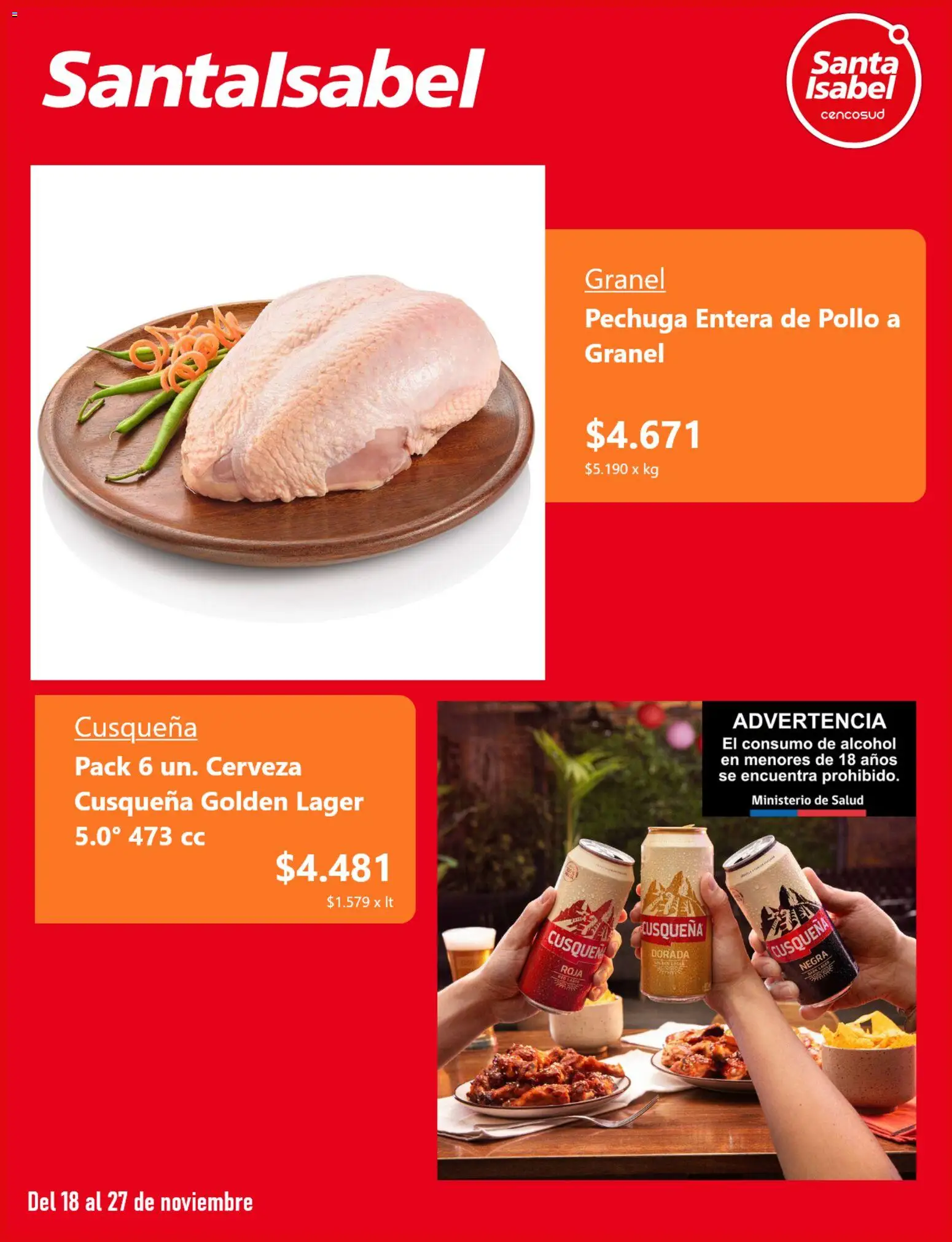 Santa Isabel ofertas  │ válido desde el 18.11.2025 | Página: 5 | Productos: Pollo, Cerveza