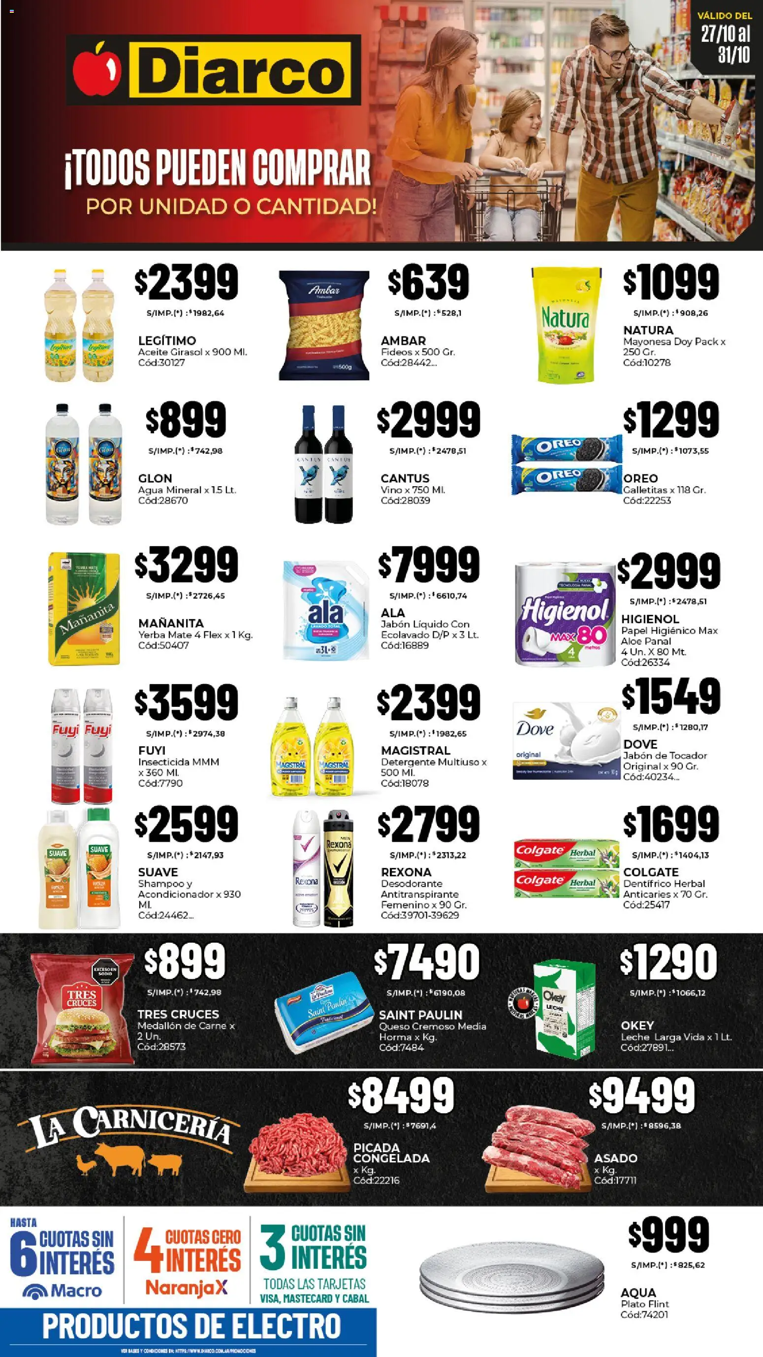 Diarco - Ofertas Pueblo Interior │ válido desde el 27.10.2025 | Página: 1 | Productos: Mate, Galletitas, Aceite, Mayonesa