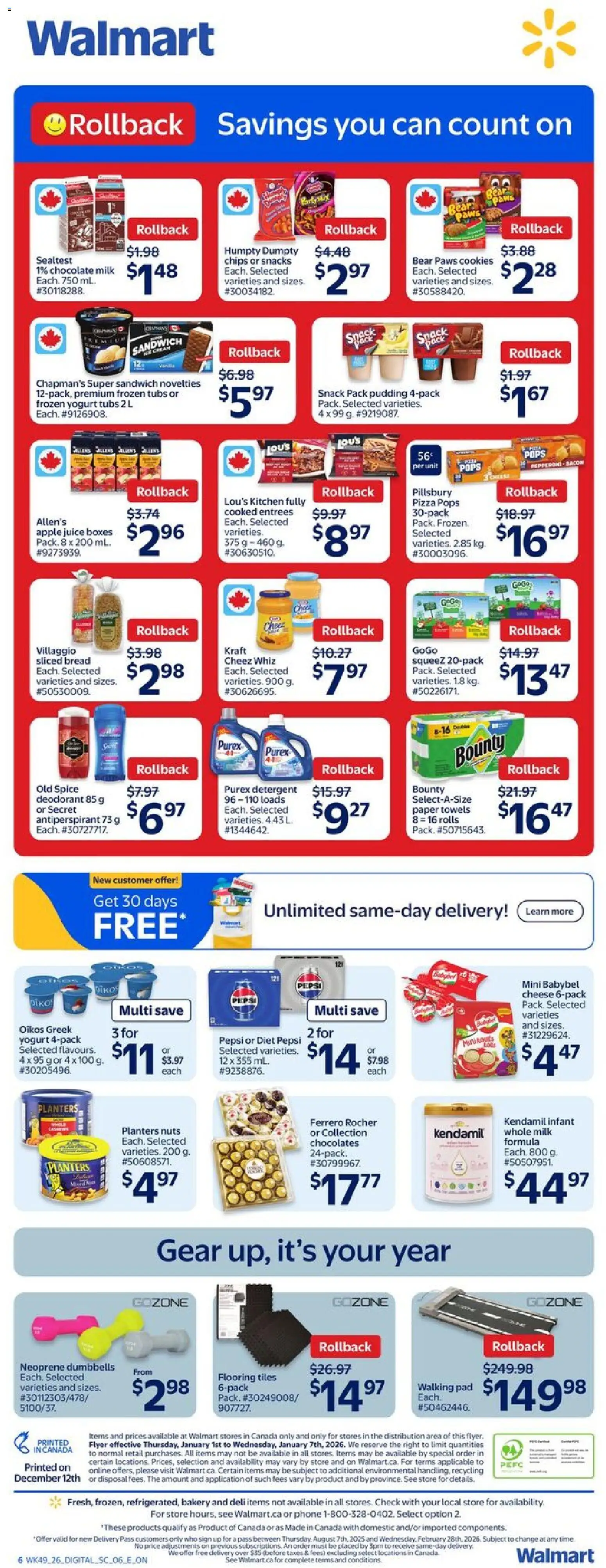 Walmart flyer valid from 01.01.2026 | Page: 3 | Products: Cream, Phone, Bakery, Cheese