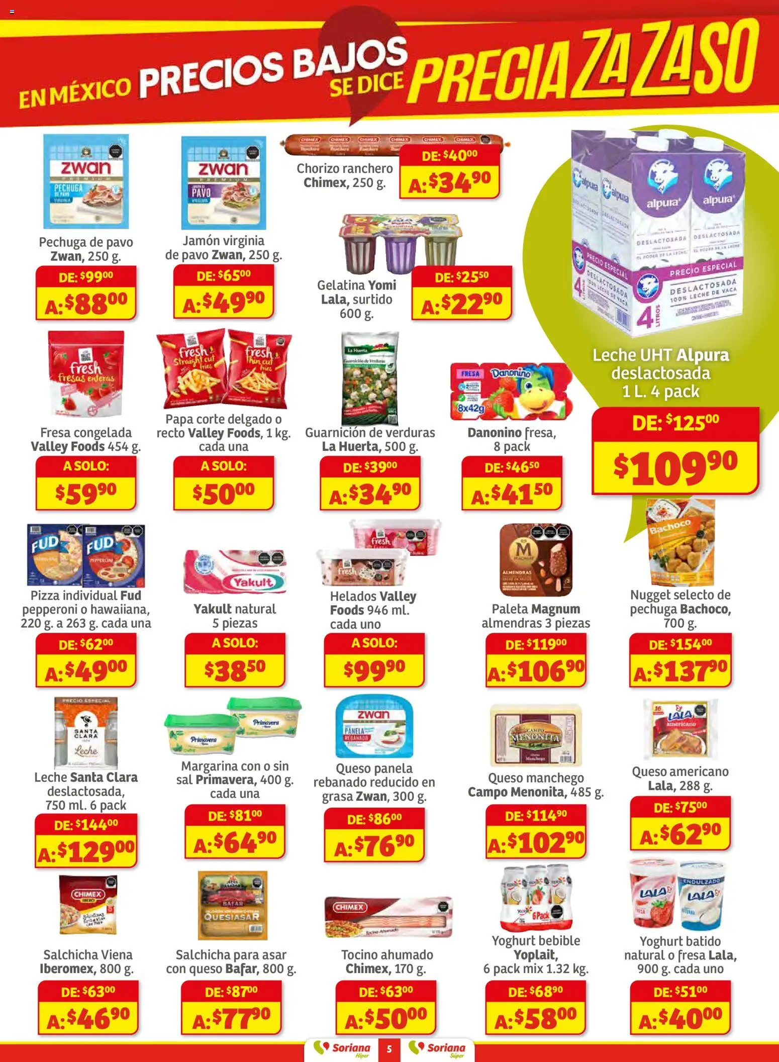 Nuevas ofertas de Soriana válidas en toda la República Mexicana desde el 13.11.2025. ¡Encuentra las mejores ofertas en Soriana - Preciazazaso Súper: Valle de México! | Página: 5 | Productos: Gelatina, Queso, Chorizo, Fresas