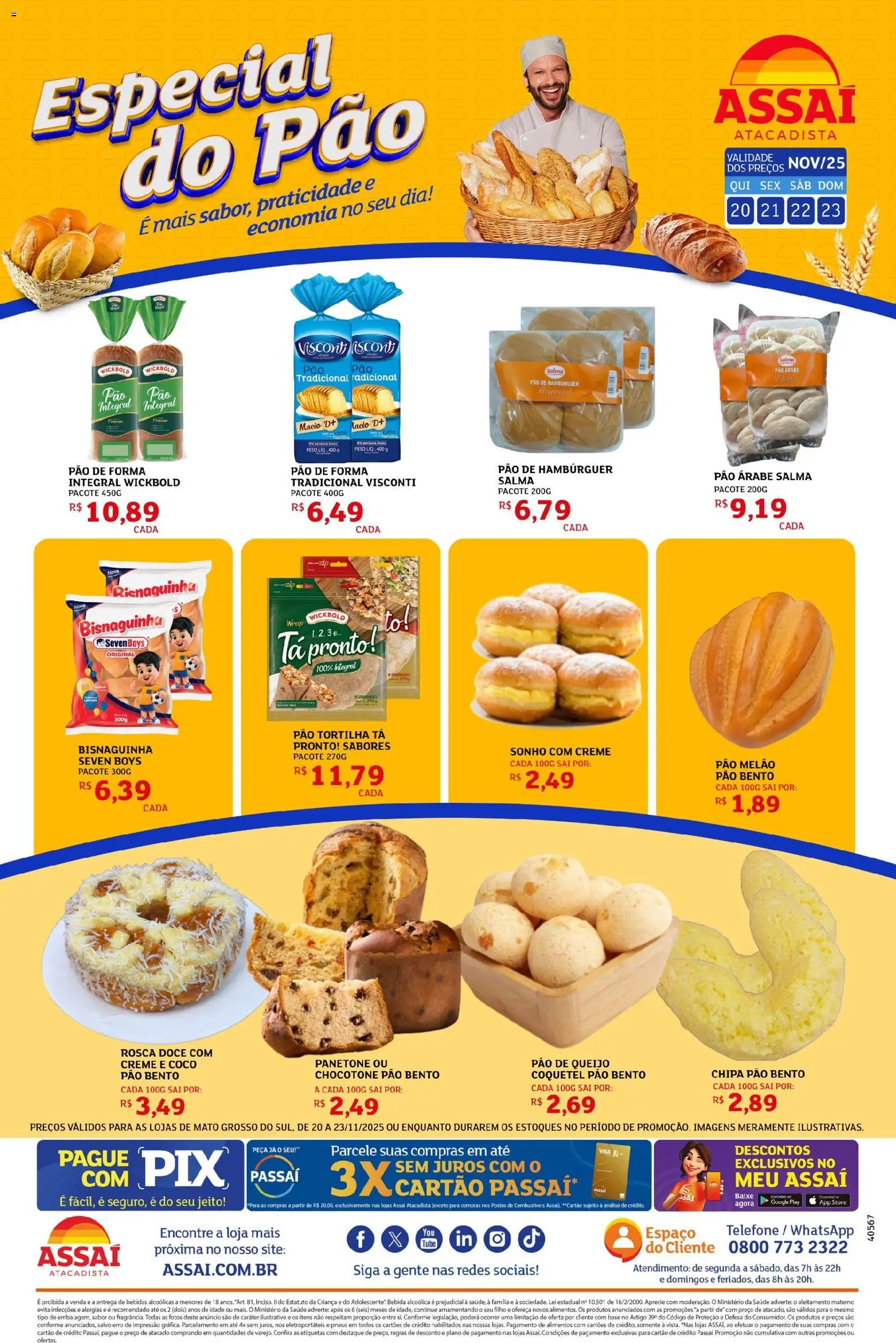 Assaí Atacadista Folheto - válido de 20.11.2025 | Página: 1 | Produtos: Coco, Pão de forma, Telefone, Panetone