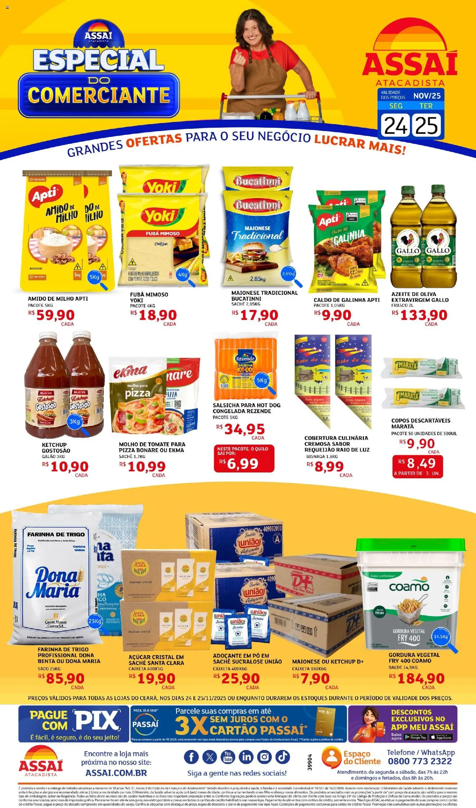 Assaí Atacadista Folheto - válido de 24.11.2025 | Página: 1 | Produtos: Fubá, Copos descartáveis, Base, Requeijão