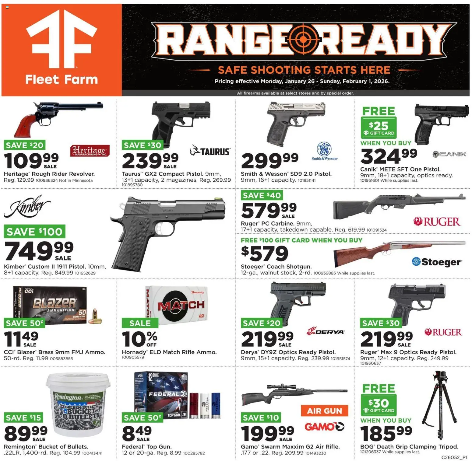 Mills Fleet Farm Range Ready - valid from 26.01.2026 | Page: 1 | Products: Safe, Pc, Gun, Rifle