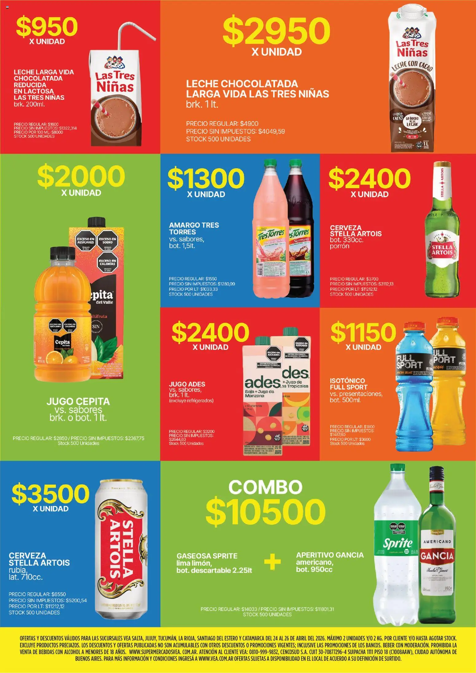 Vea - Oferta fin de semana │ válido desde el 24.04.2026 | Página: 6 | Productos: Leche, Jugo, Cerveza, Cacao