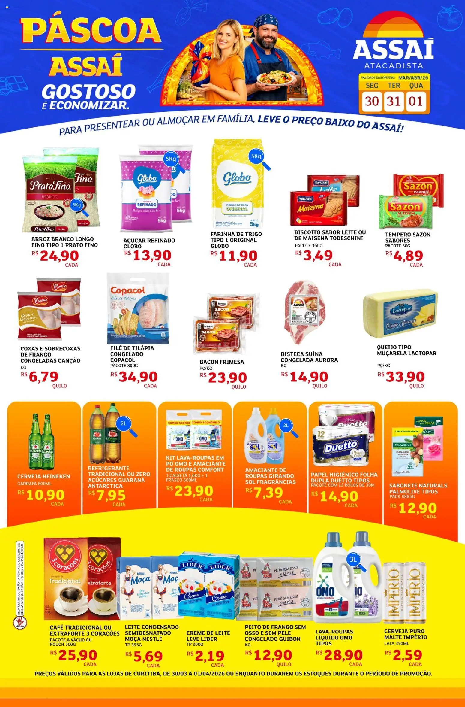 Assaí Atacadista Folheto - válido de 30.03.2026 | Página: 1 | Produtos: Pó, Cerveja, Cerveja Heineken, Frango
