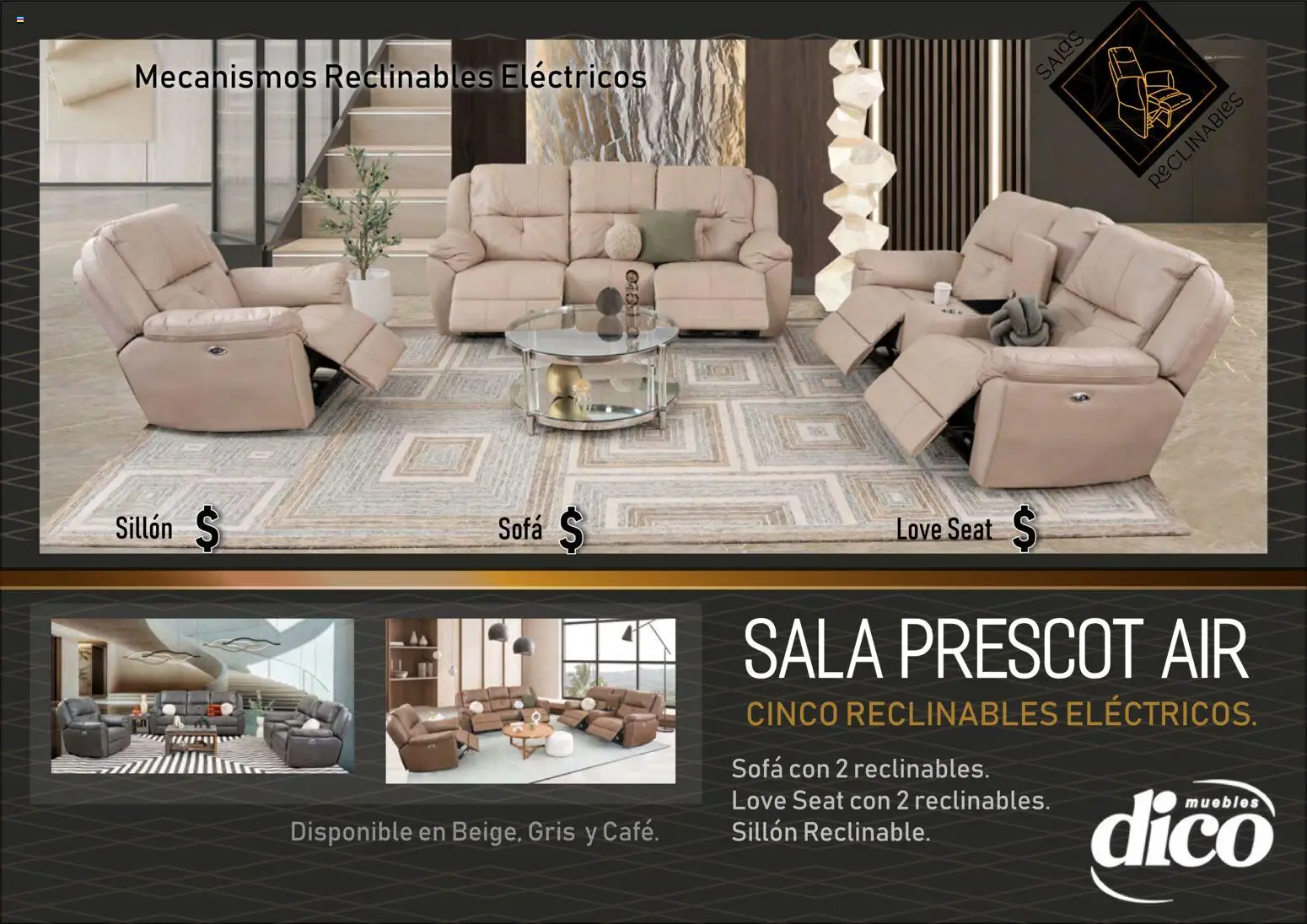 Nuevas ofertas de Muebles Dico válidas en toda la República Mexicana desde el 27.03.2026. ¡Encuentra las mejores ofertas en Muebles Dico catálogo Salas reclinables ! | Página: 30 | Productos: Sofá, Sillón