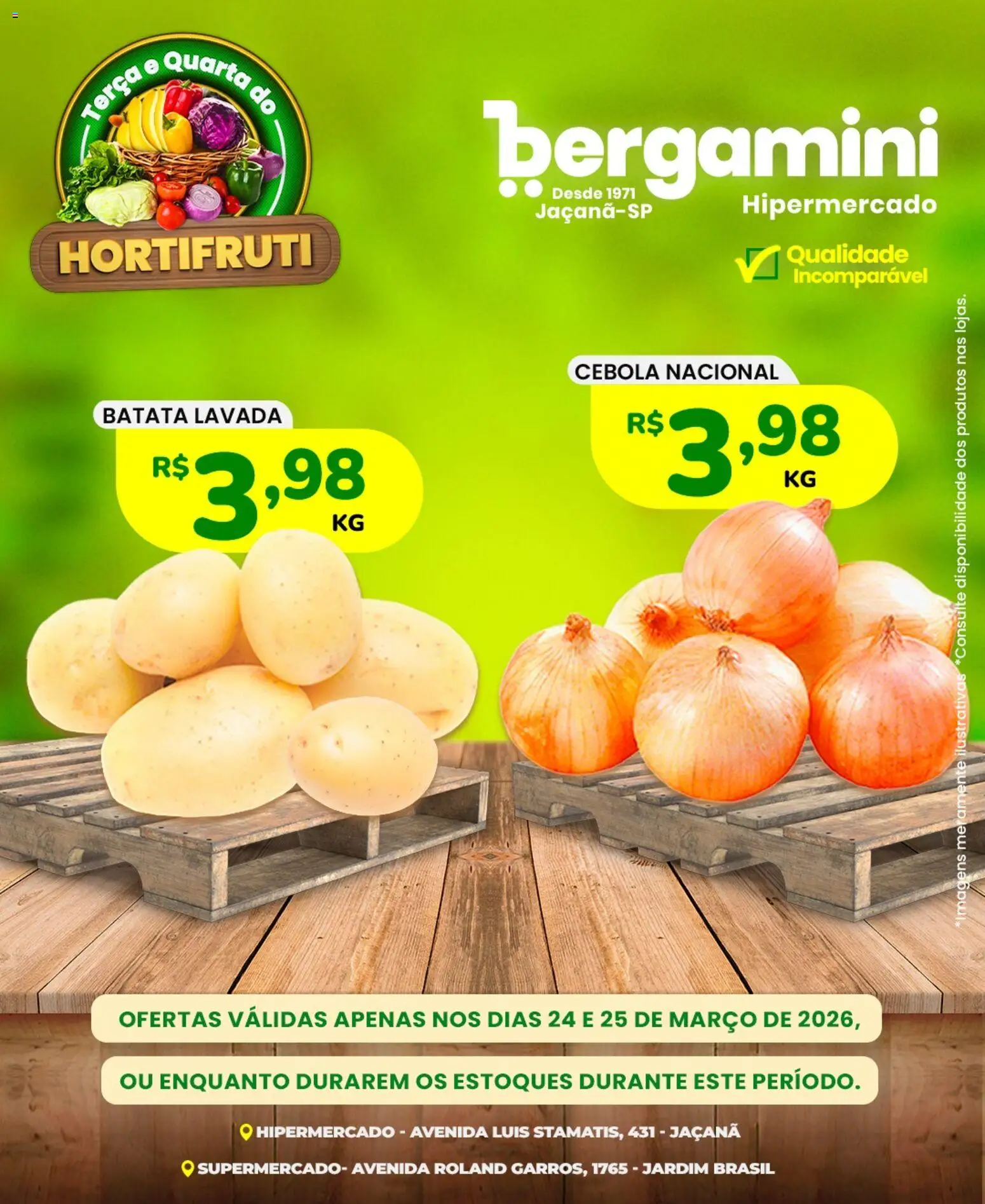 Supermercado Bergamini Folheto - válido de 24.03.2026 | Página: 3 | Produtos: Cebola, Batata