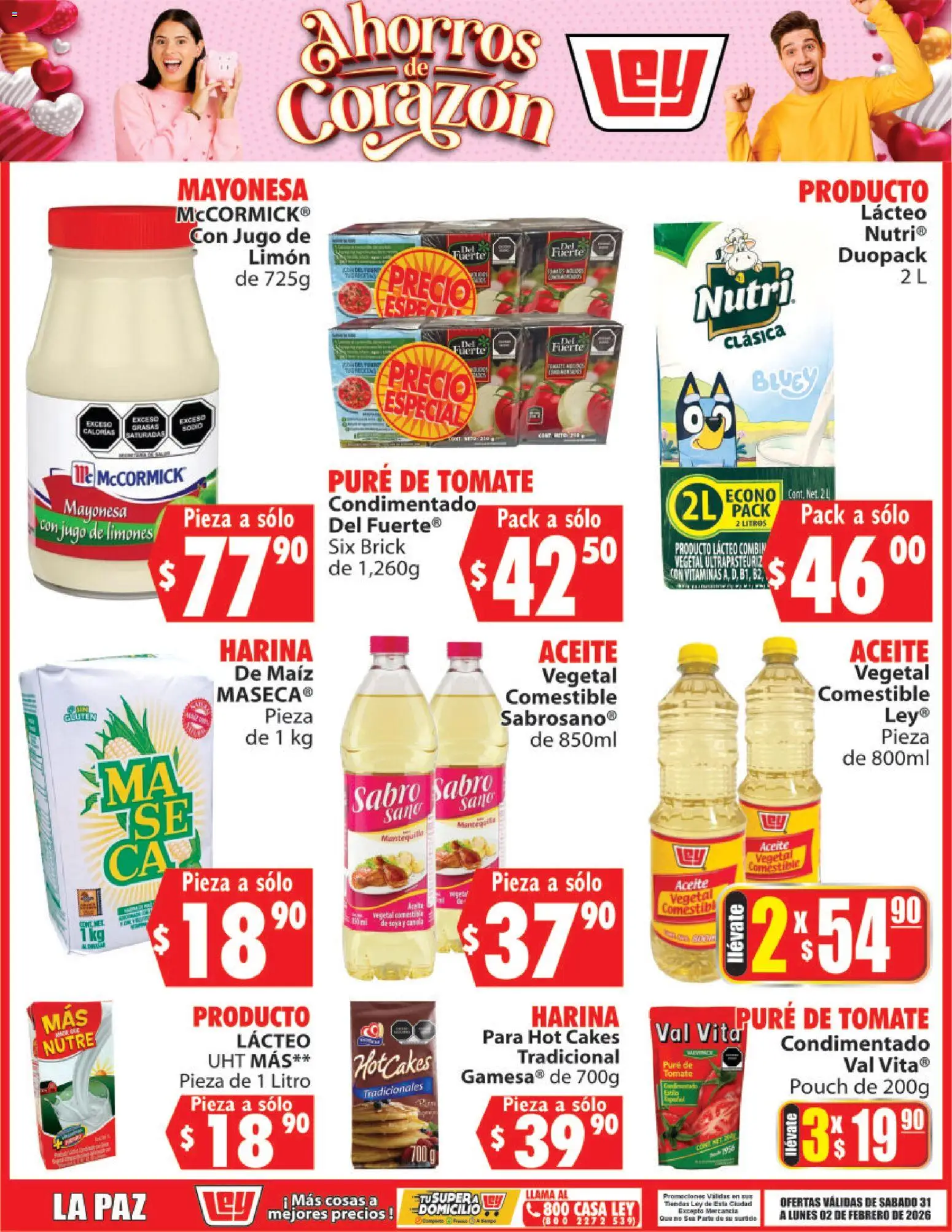 Nuevas ofertas de Casa Ley válidas en toda la República Mexicana desde el 31.01.2026. ¡Encuentra las mejores ofertas en Casa Ley folleto Ahorros de Corazón! | Página: 1 | Productos: Maíz, Mayonesa, Pure de Tomate, Vitaminas