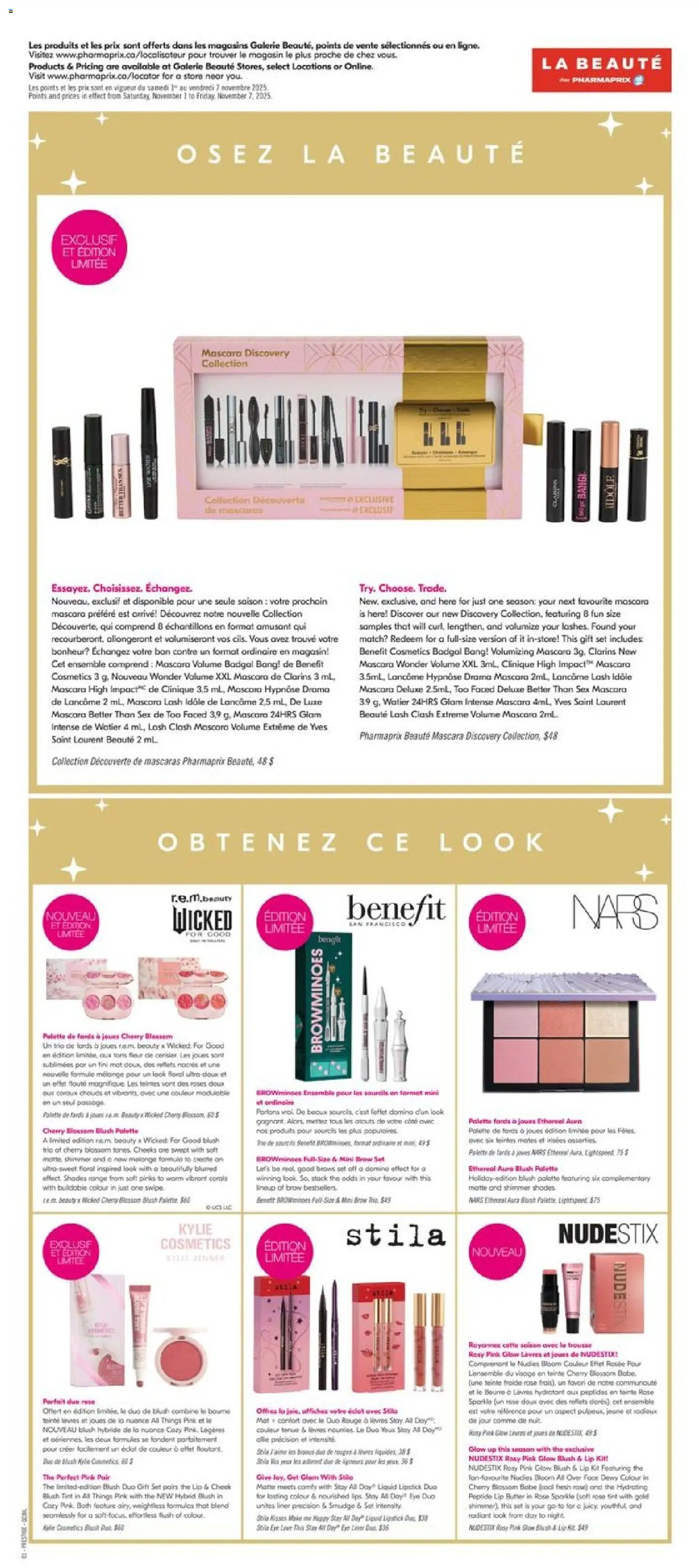 Pharmaprix flyer valid from 01.11.2025 | Page: 14 | Products: Gin, Blush, Mascara, Lipstick