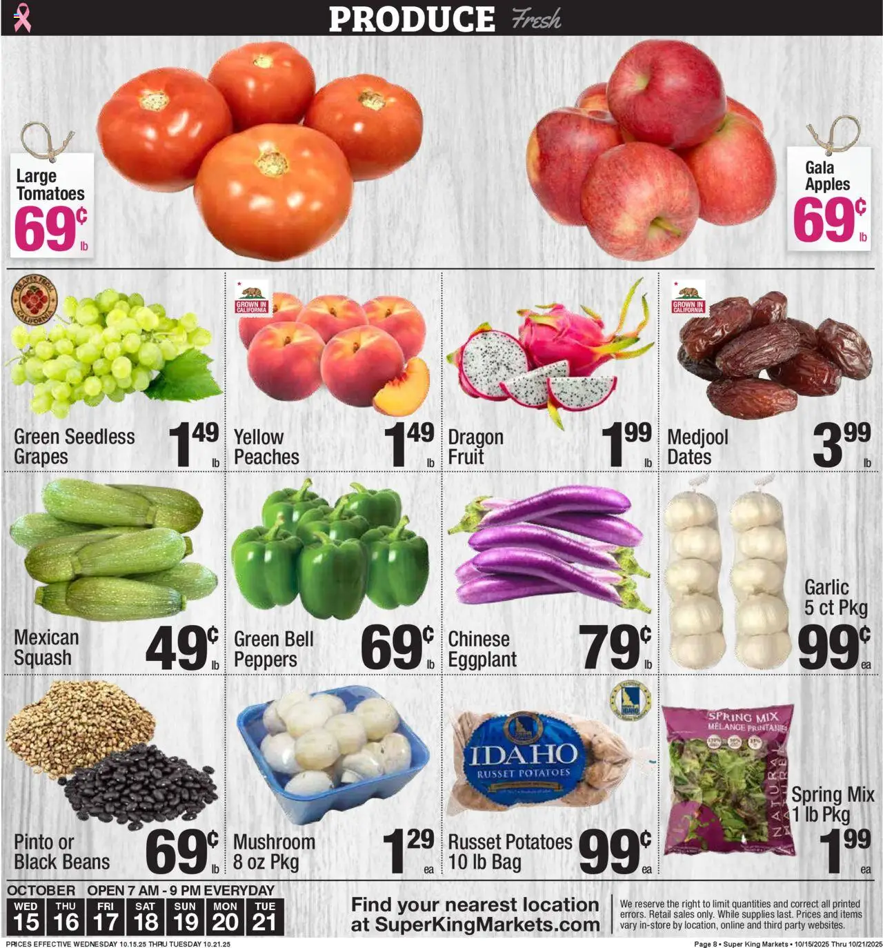Super King - Weekly Ad - valid from 15.10.2025 | Page: 8 | Products: Peppers, Squash, Apples, Bag