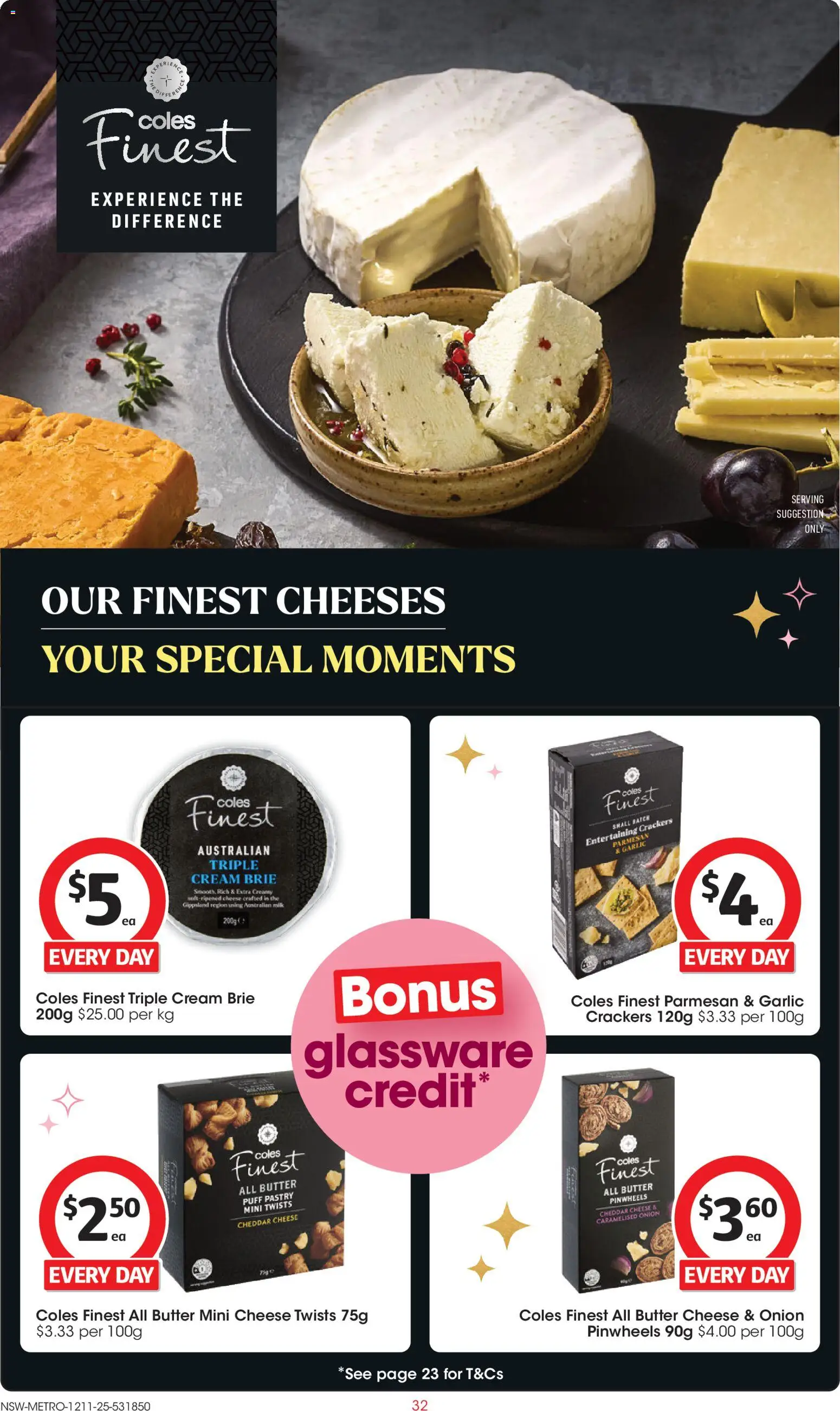 Coles catalogue - valid from 12.11.2025 | Page: 32 | Products: Crackers, Milk, Butter, Glassware