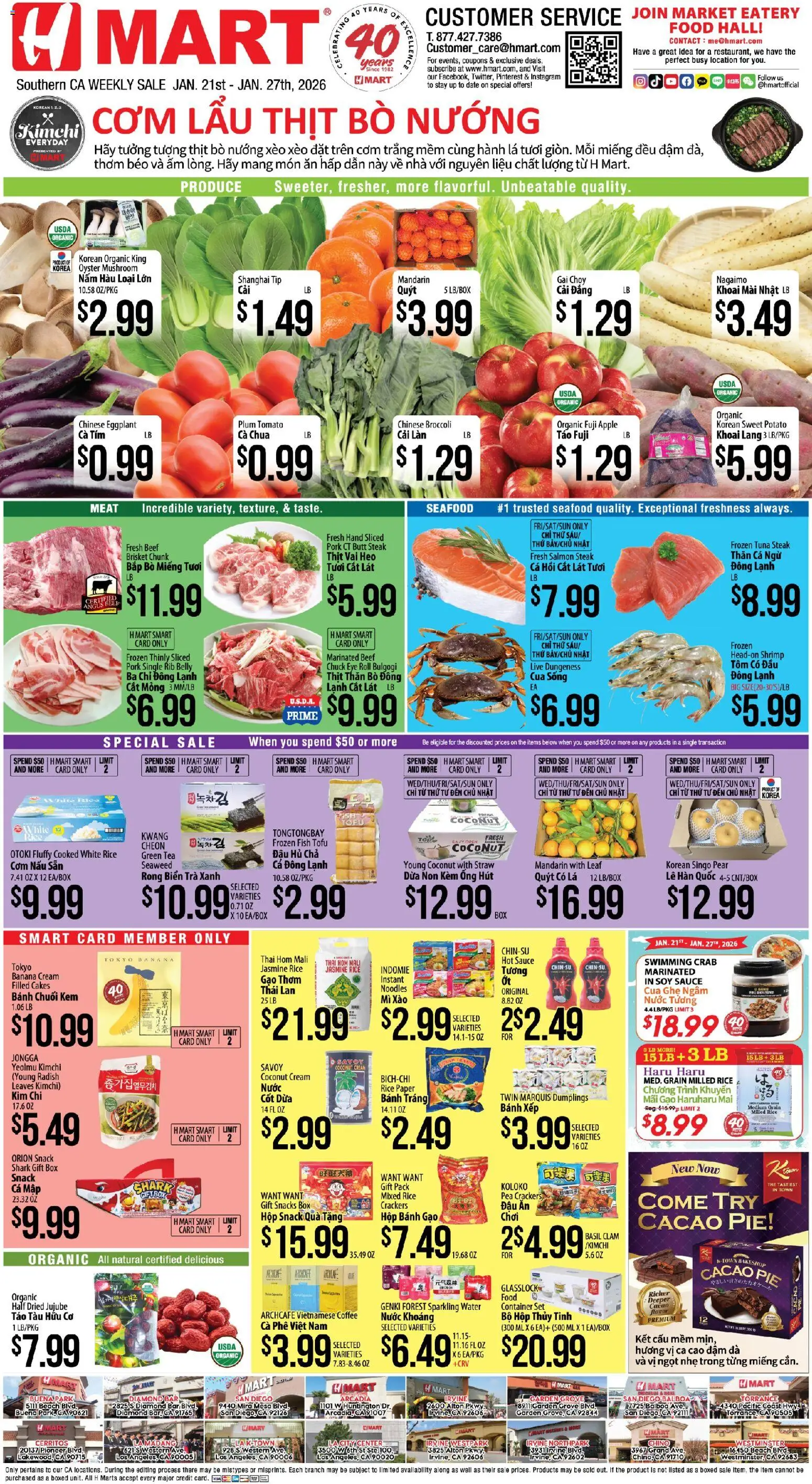 Hmart VIETNAMESE - Southern California - valid from 21.01.2026 | Page: 1 | Products: Broccoli, Box, Beef, Date